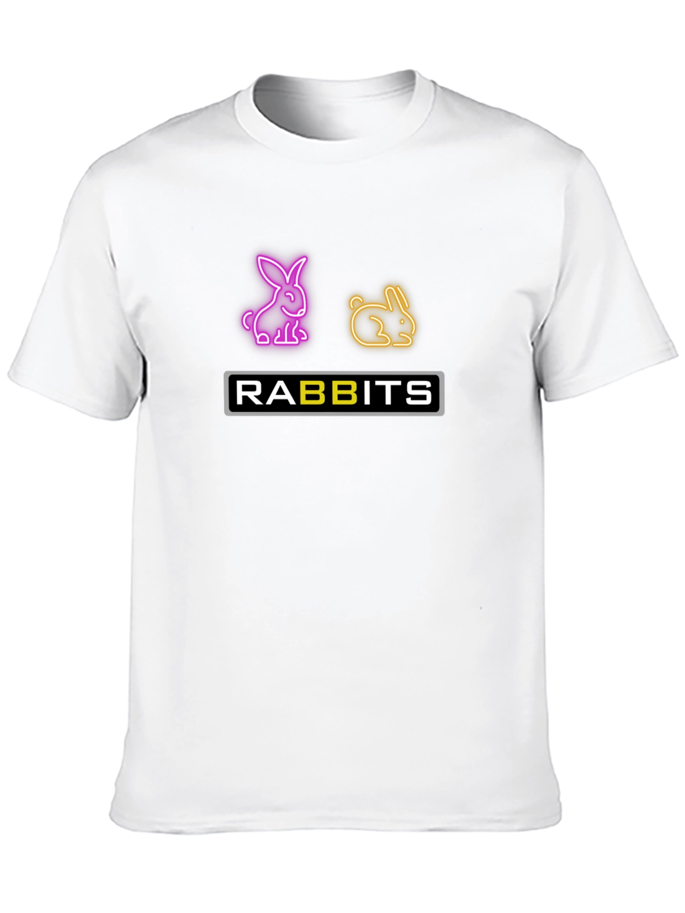 Black Neon Rabbits Graphic Tee - Black Cotton T-Shirt view 10