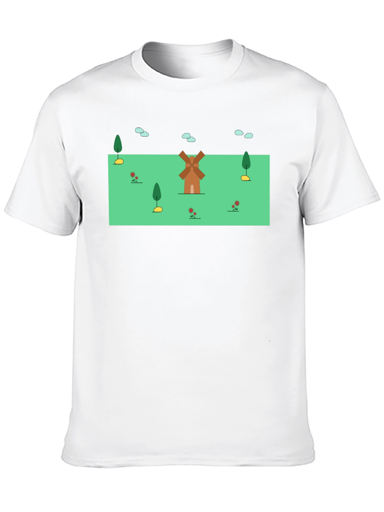 Black Whimsical Windmill Graphic Tee - Black Cotton Blend view 10