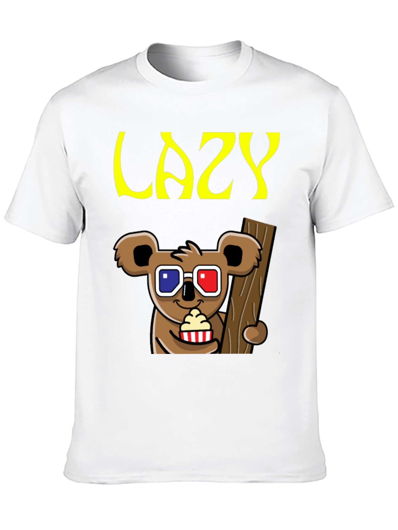 Black Lazy Koala 3D Glasses T-Shirt view 10