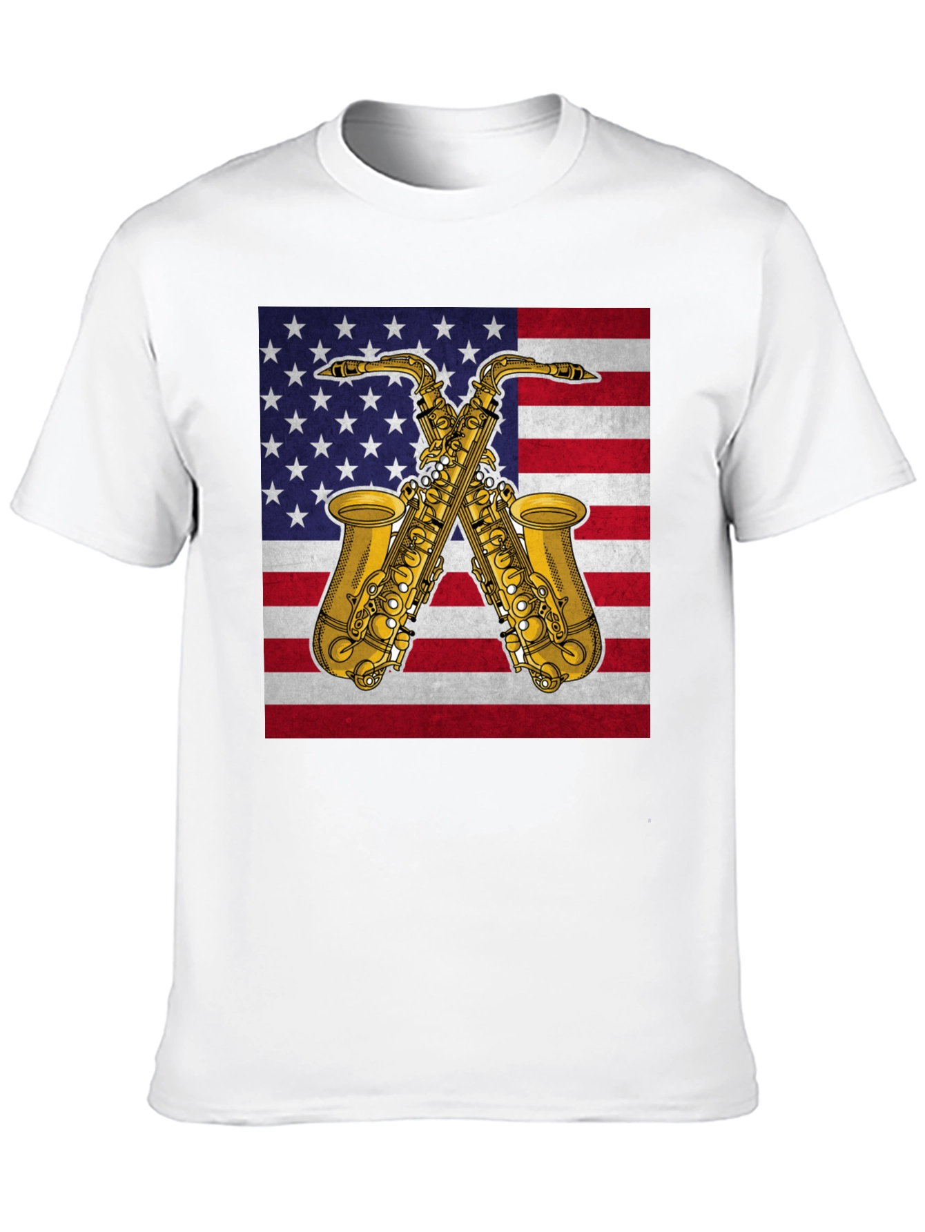 Black American Saxophone T-Shirt - Patriotic Music Tee view 10