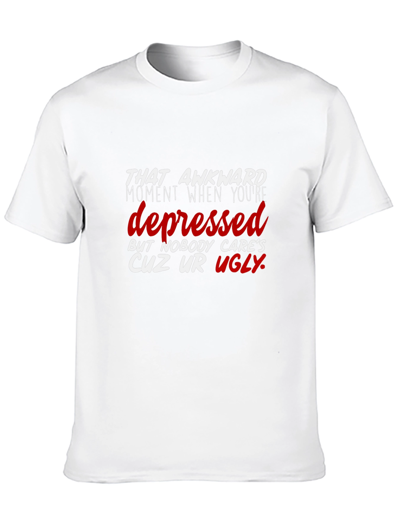 Black Awkward Depressed Graphic Tee - Black Cotton T-Shirt view 10