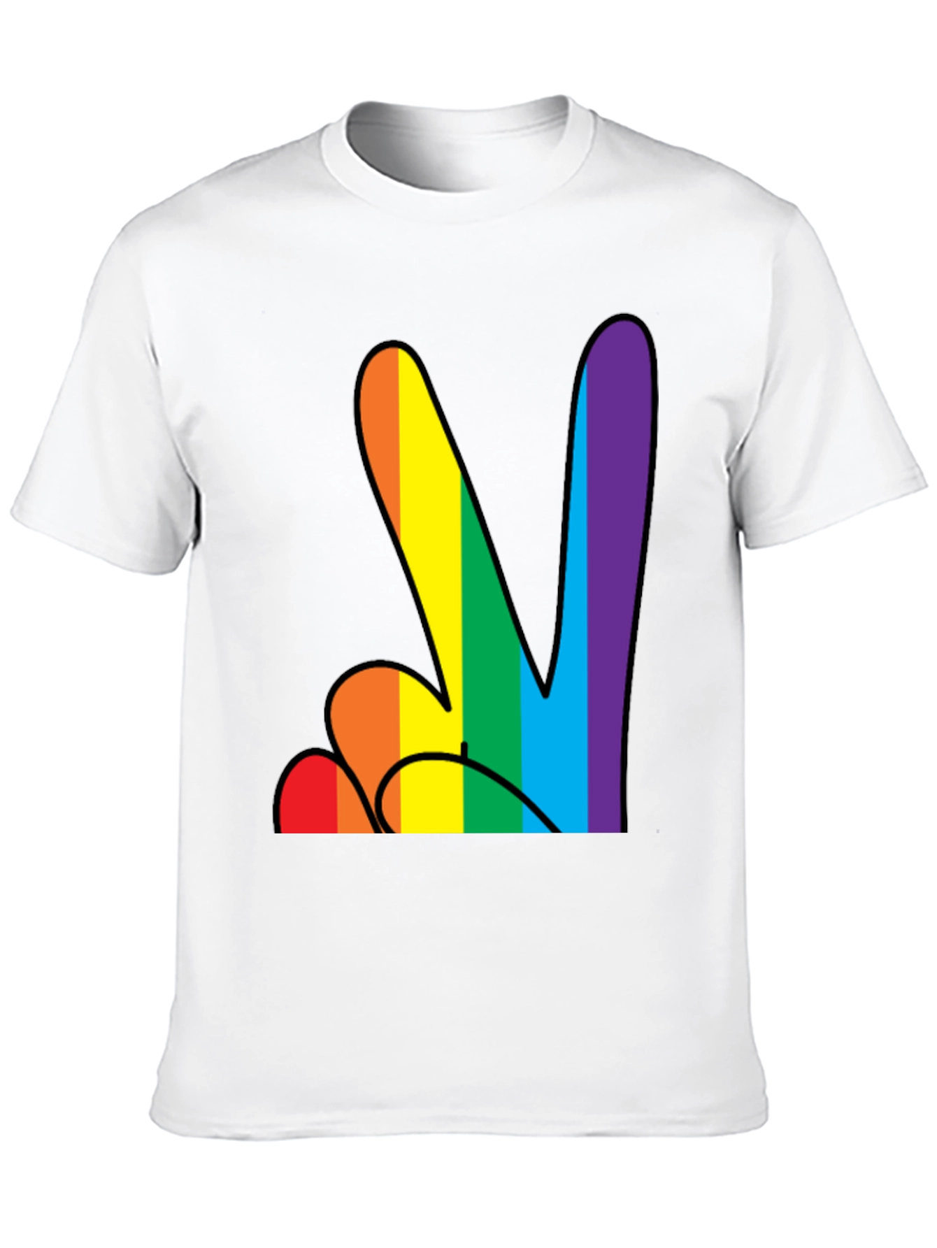 Black Rainbow Peace Sign Black T-Shirt view 10