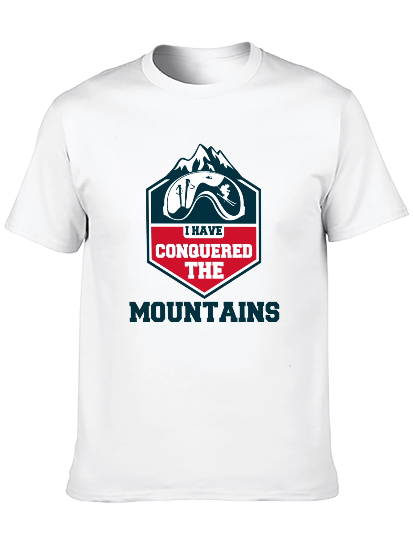 Black Conquered Mountains T-Shirt - Skiing Adventure view 10