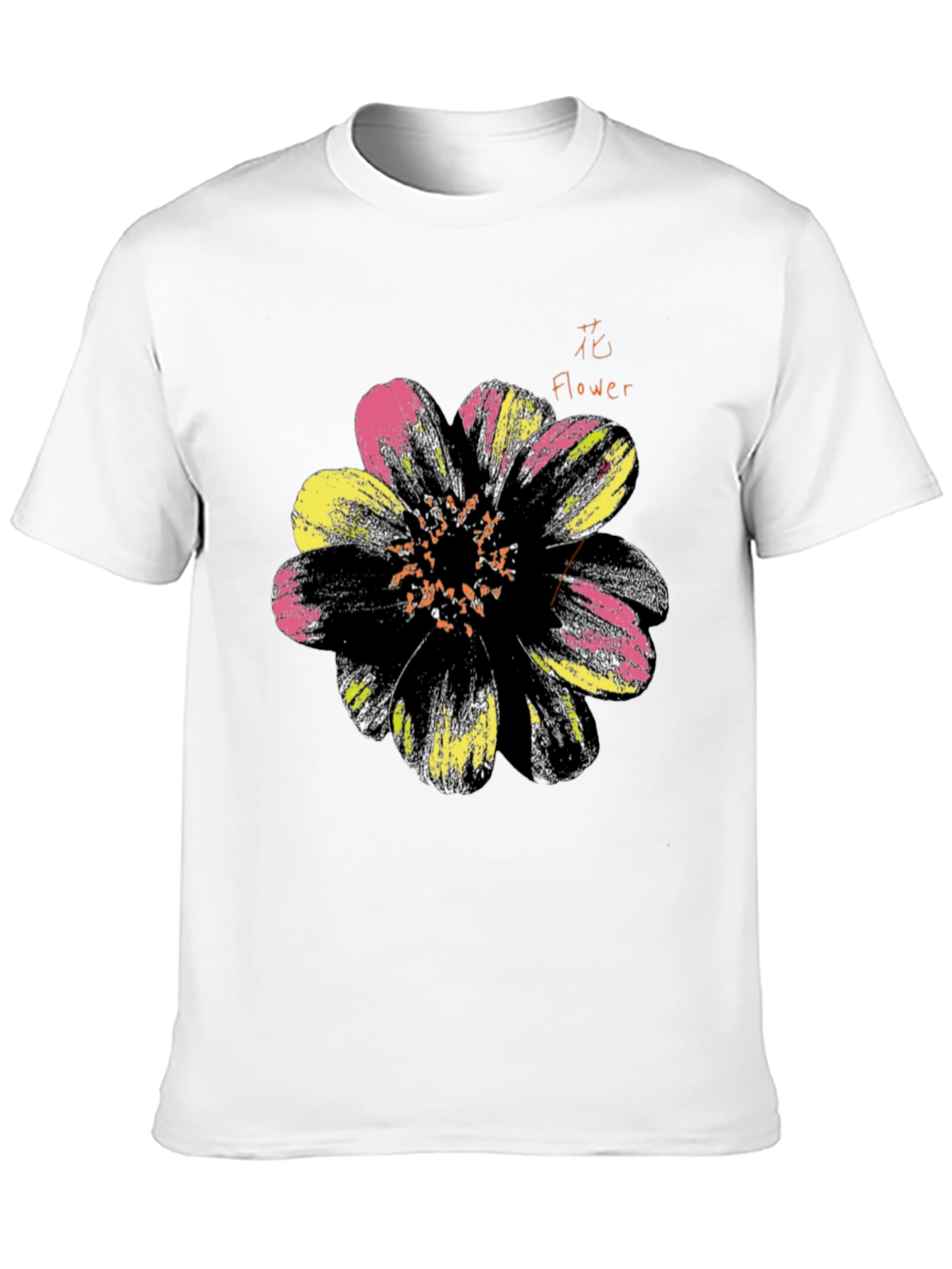 Black Floral Graphic Print Men's Black T-Shirt view 10