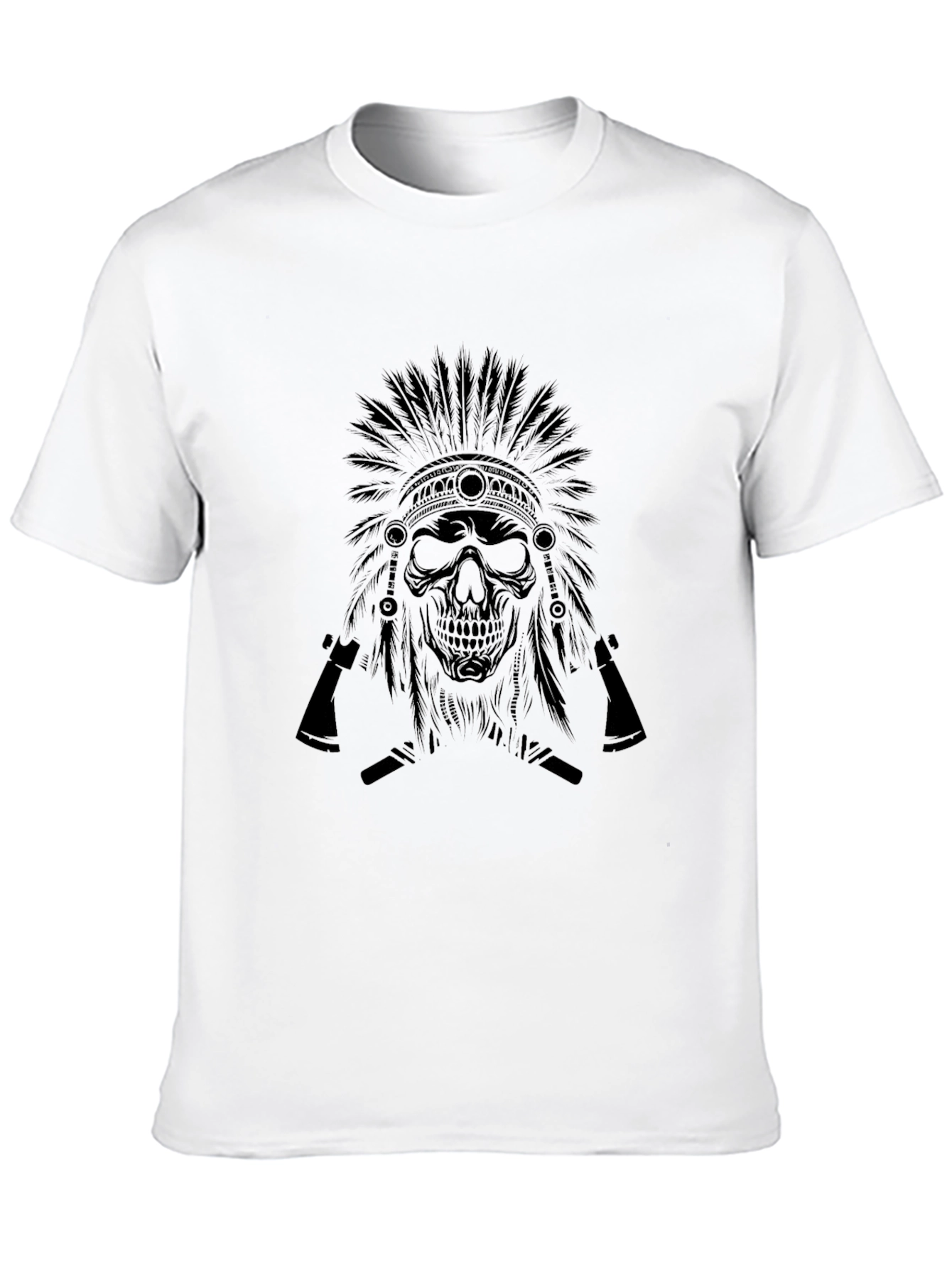 Black Skull Headdress Graphic Tee - Men's Black T-Shirt view 10