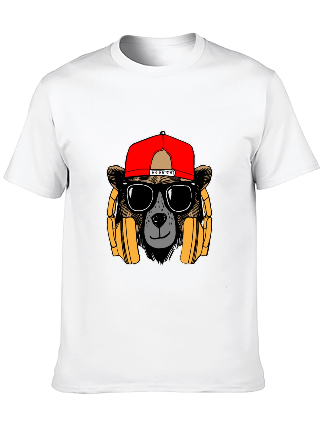Black Bear with Headphones Graphic T-Shirt view 10