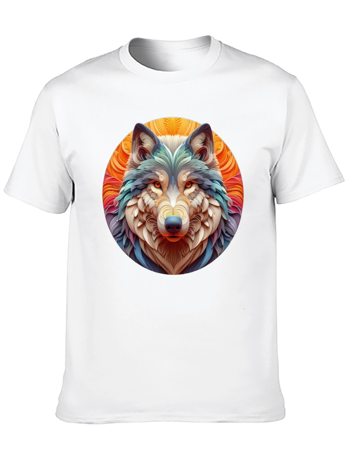 Black Wolf Art Graphic Tee - Black Cotton T-Shirt view 10