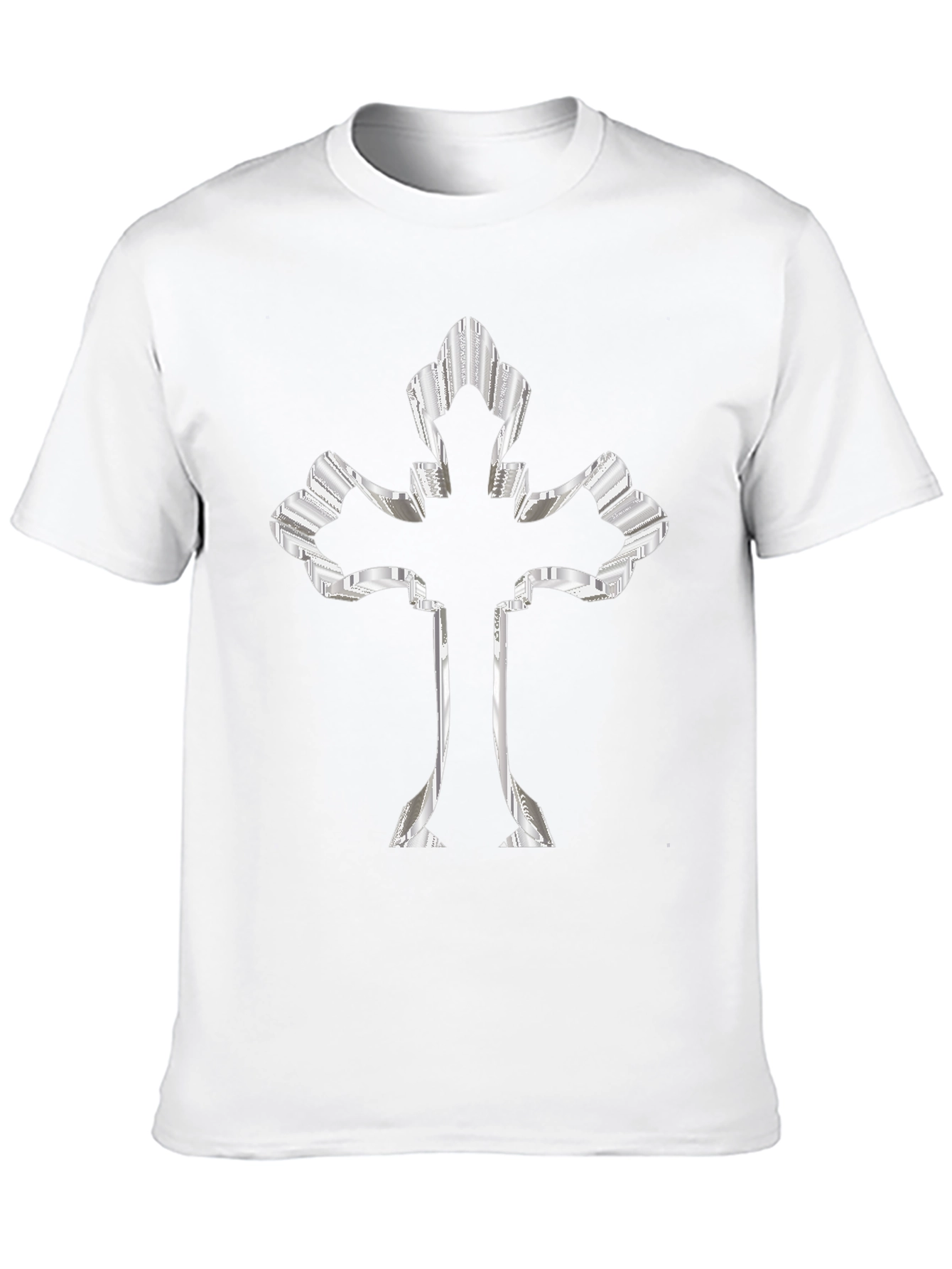 Black Black Tee with 3D Silver Cross view 10