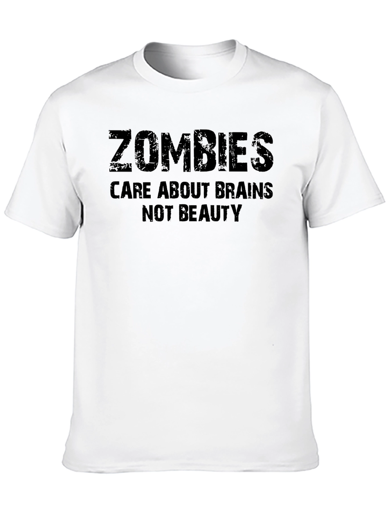 Black Zombies Care About Brains Funny T-Shirt view 10