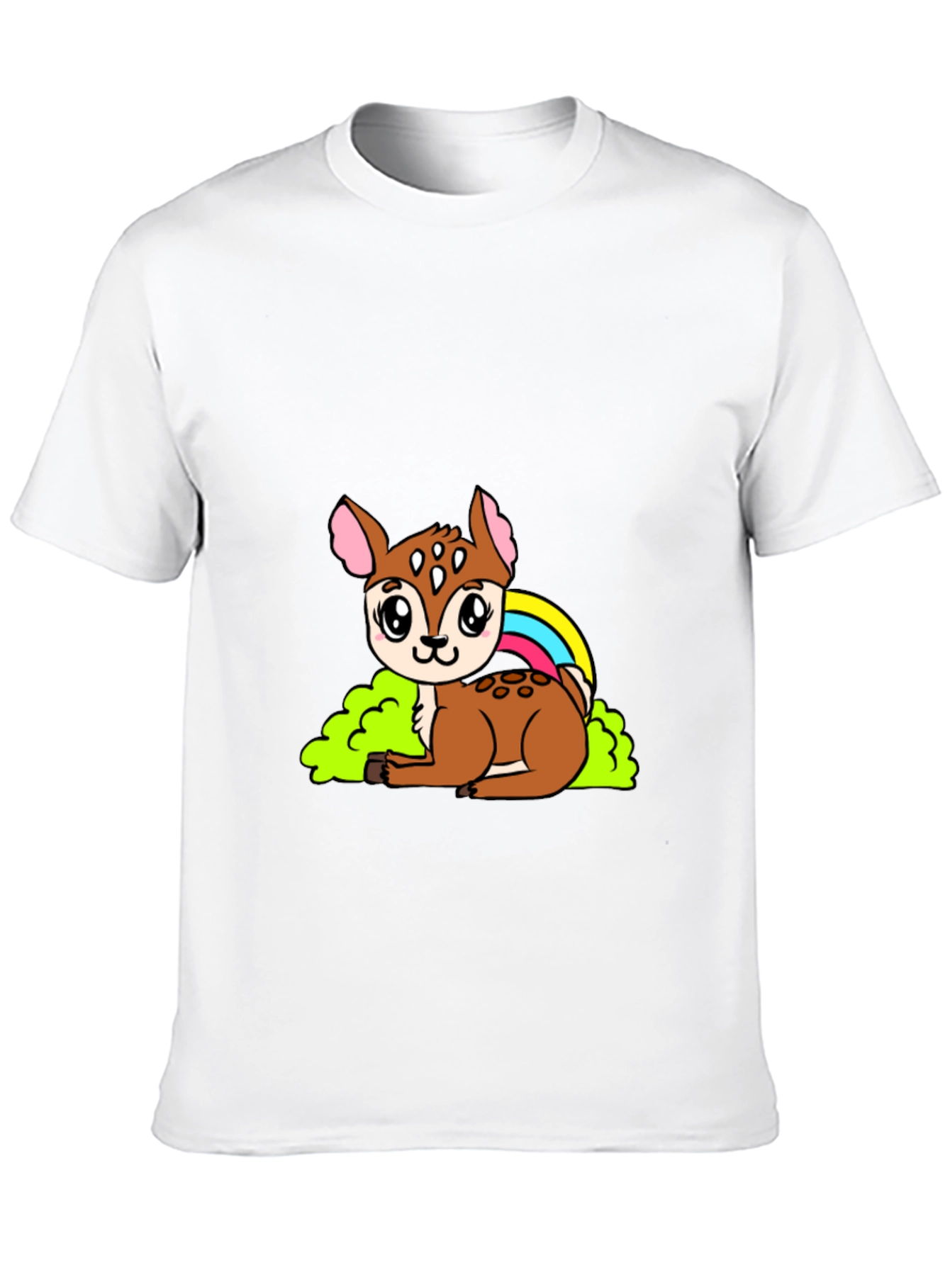 Black Cute Deer Cartoon Graphic Black T-Shirt view 10
