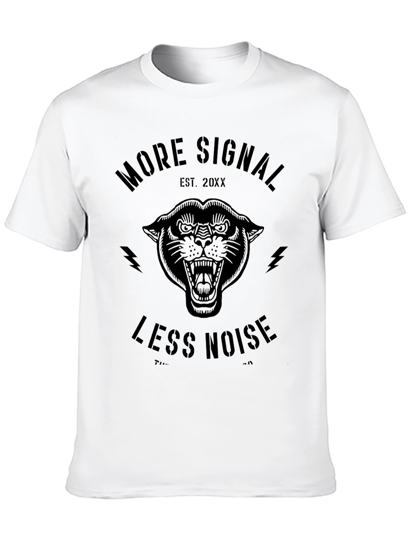 Black More Signal Less Noise Panther Graphic Tee view 10