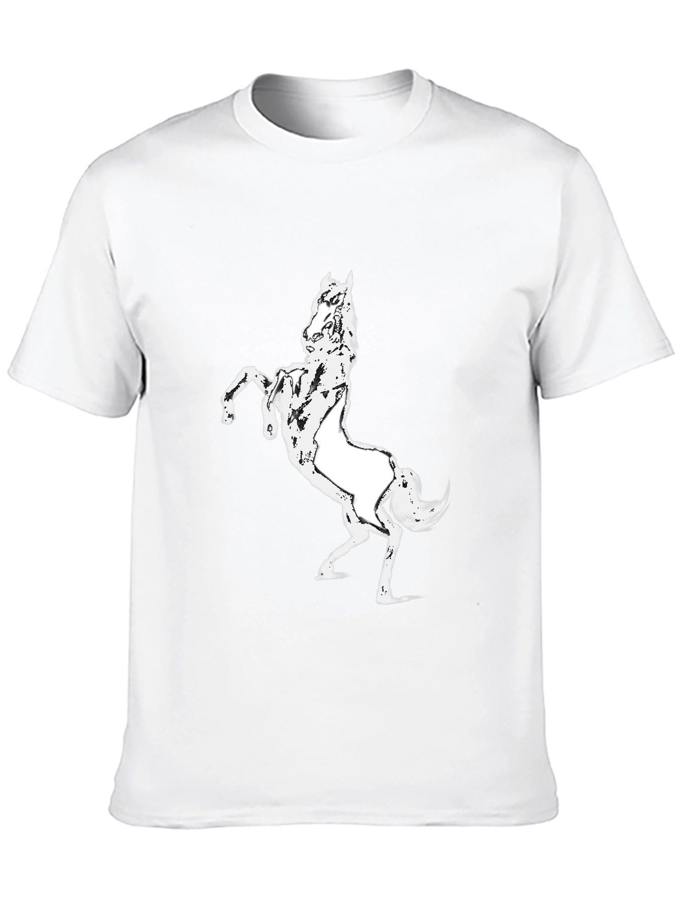 Black Black T-Shirt with White Horse Graphic view 10