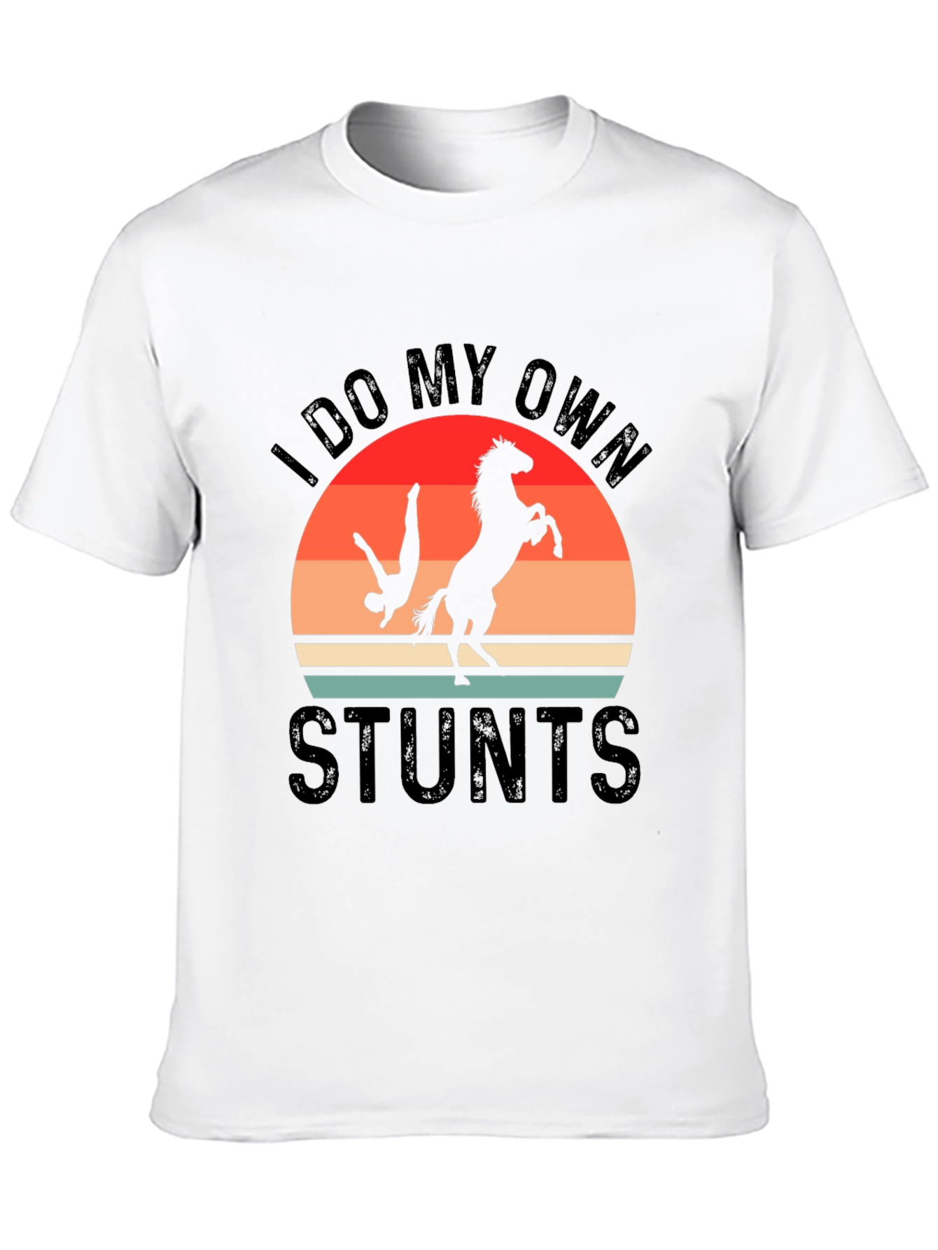 Black I Do My Own Stunts T-Shirt Horse Riding Funny Gift view 10