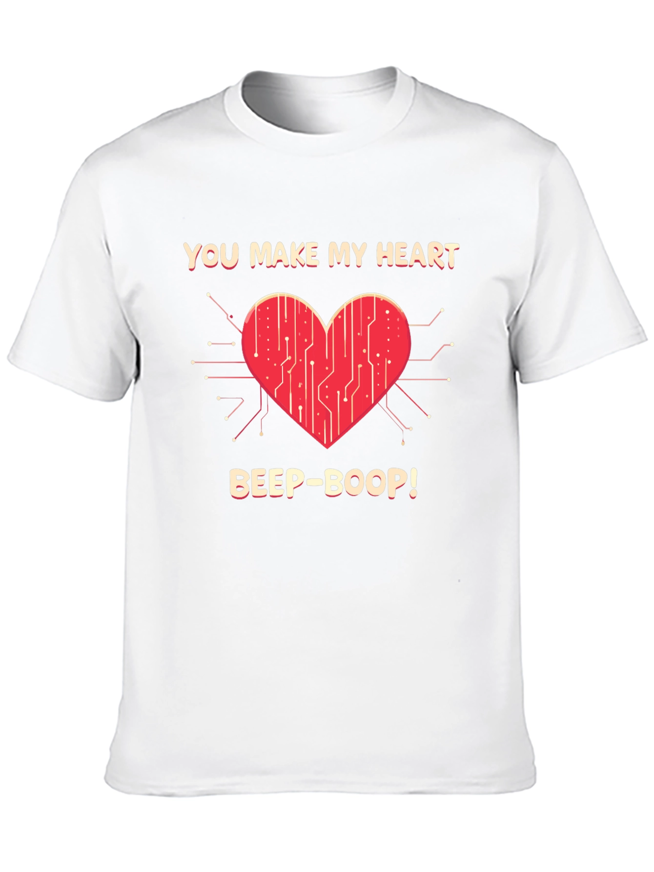 Black You Make My Heart Beep Boop Valentine's Day T-Shirt view 10
