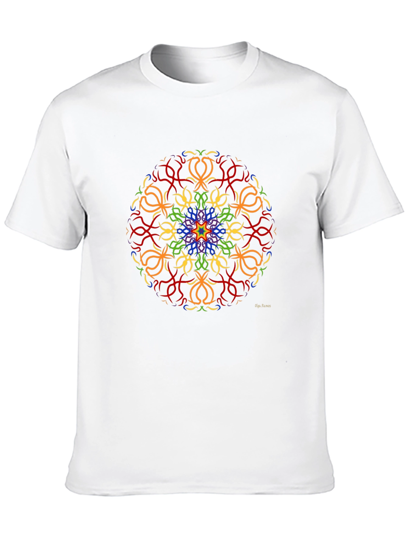 Black Rainbow Mandala Graphic Tee - Vibrant Art Shirt view 10