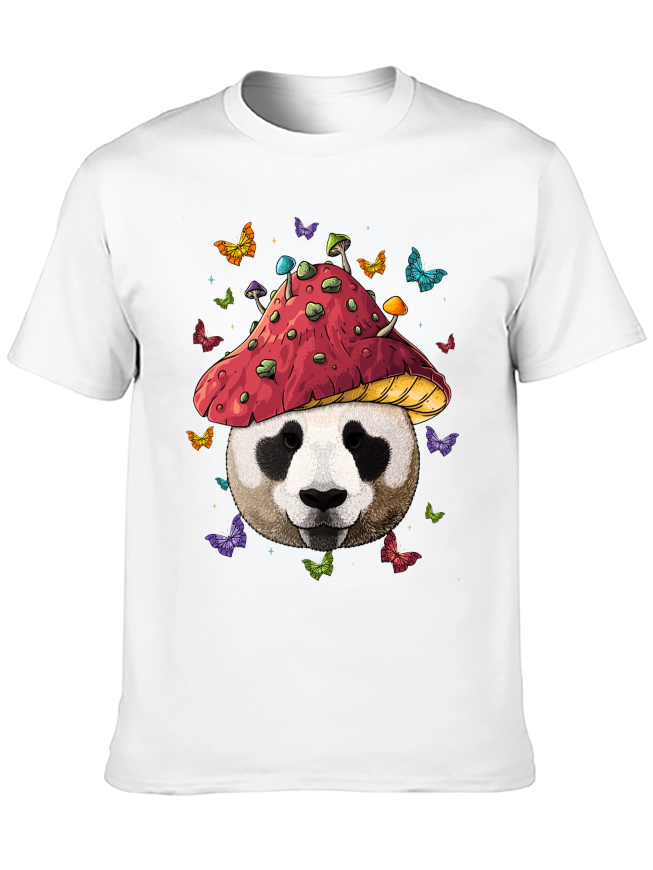 Black Panda Mushroom T-Shirt - Whimsical Graphic Tee view 10