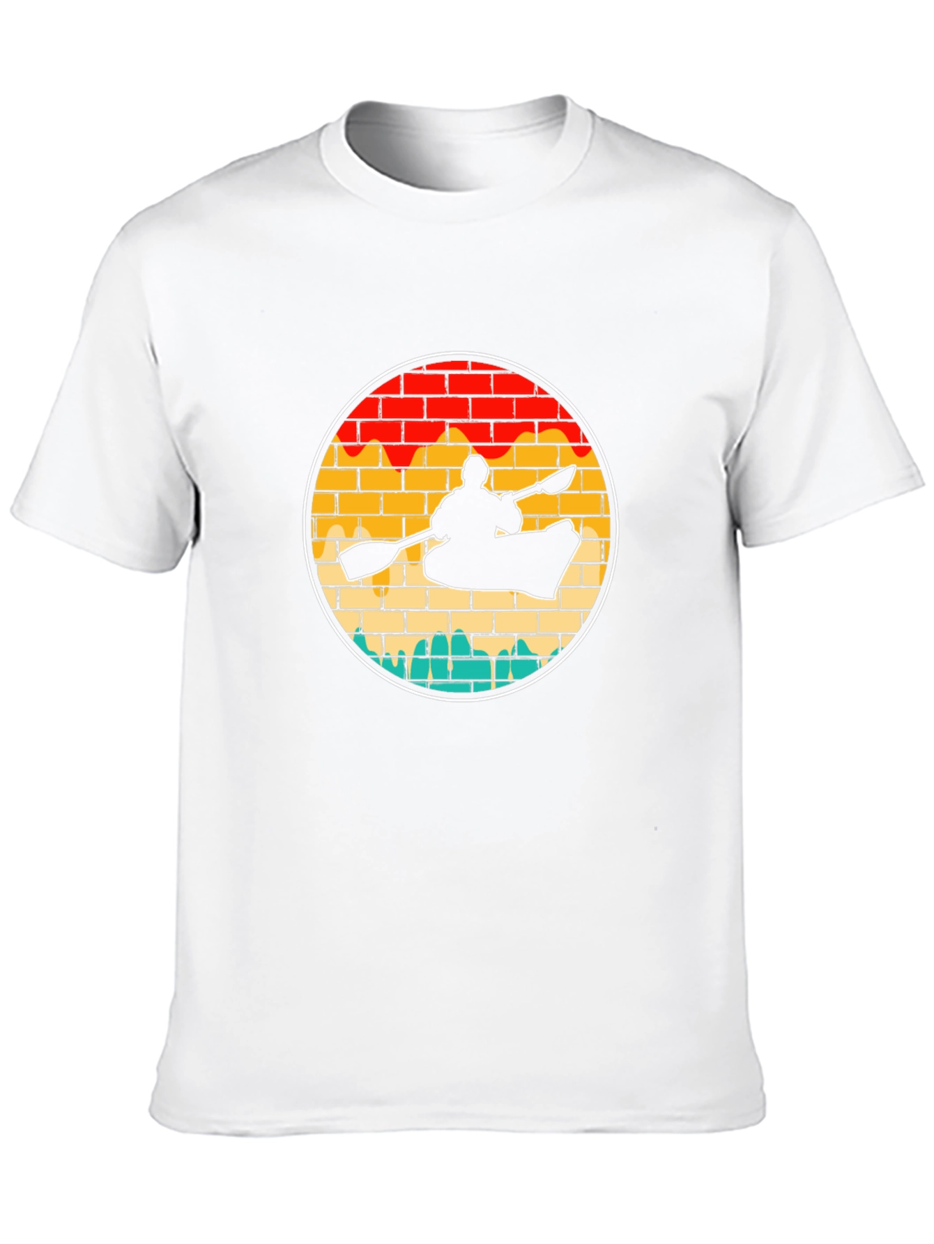 Black Kayaking Sunset Retro T-Shirt view 10