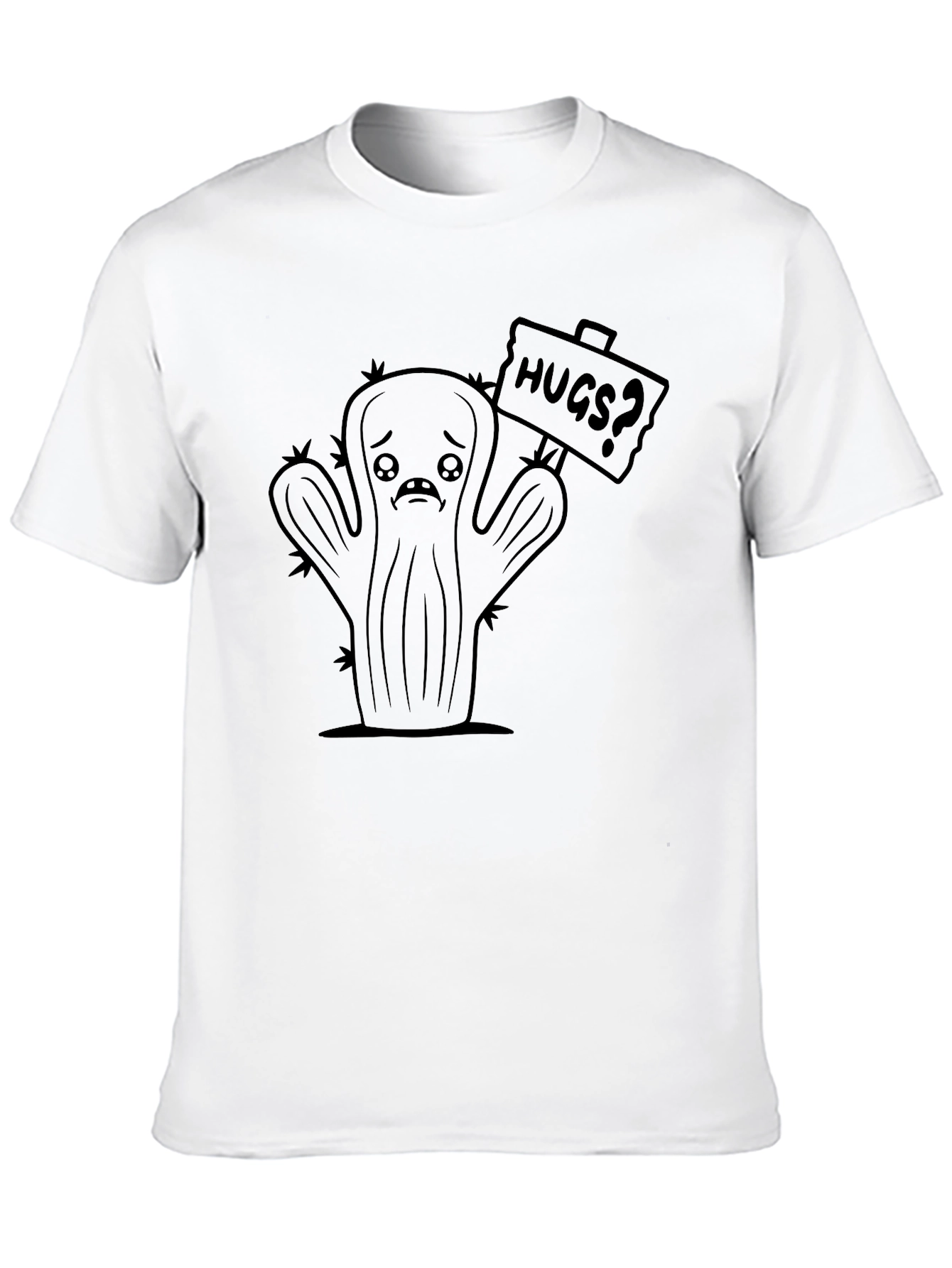 Black Sad Cactus Hugs? Black T-Shirt view 10