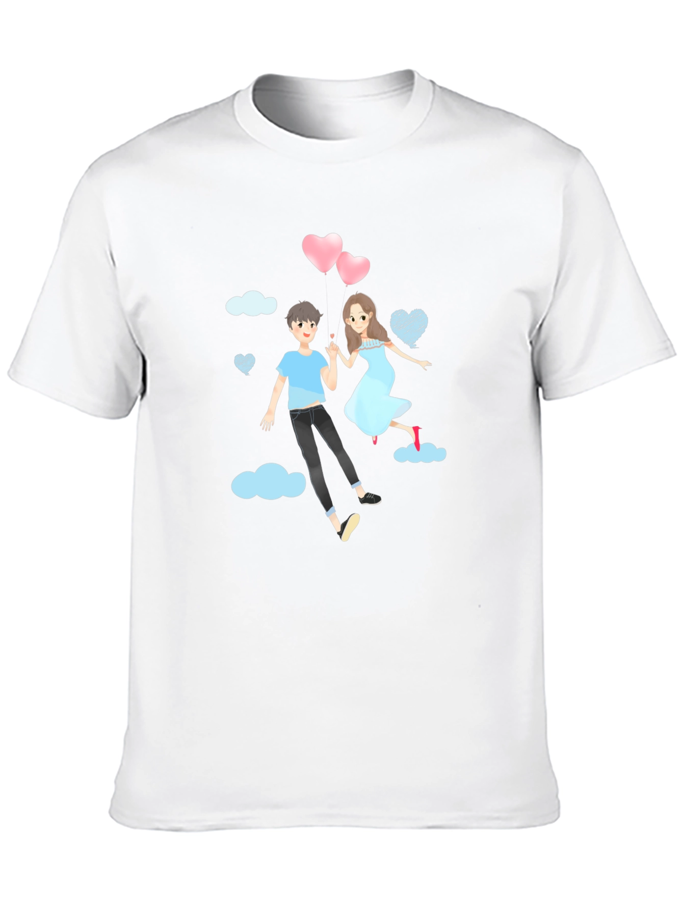 Black Romantic Couple Cartoon Graphic T-Shirt view 10