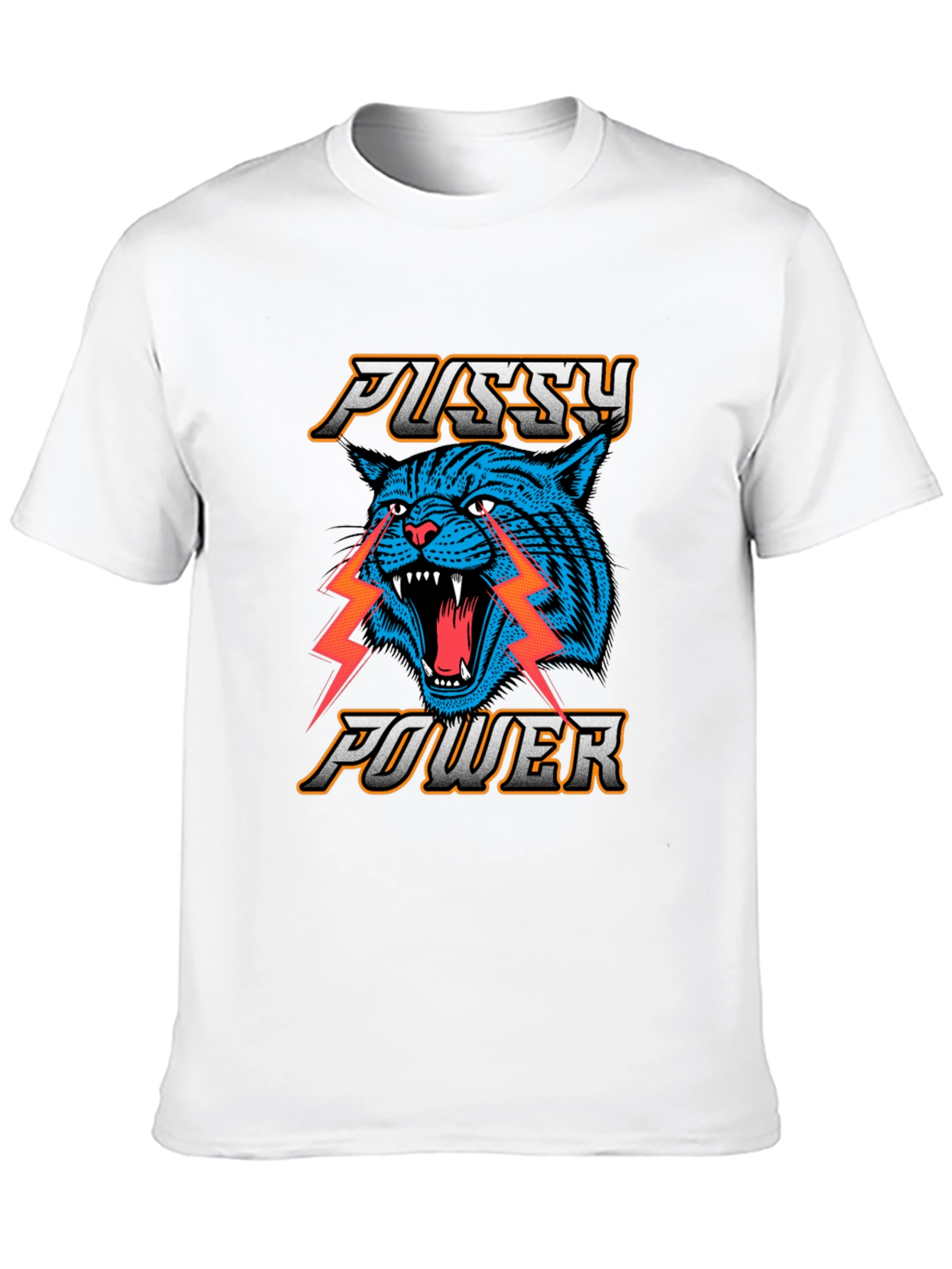 Black Pussy Power Graphic Tee - Blue Cat Lightning view 10