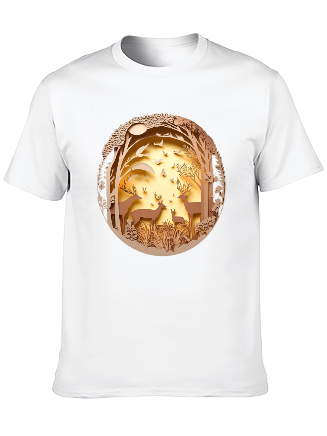 Black Nature Deer Graphic Black T-Shirt view 10