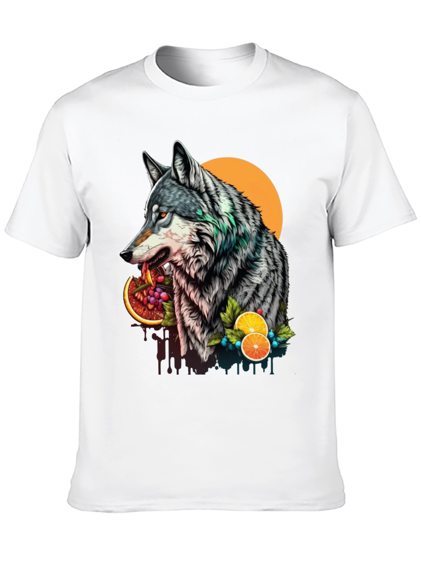 Black Wolf and Fruit Graphic Tee - Modern Streetwear Style view 10
