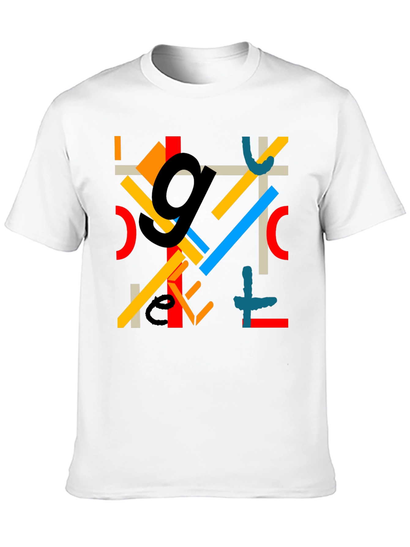 Black Abstract Geometric Pattern Black T-Shirt view 10