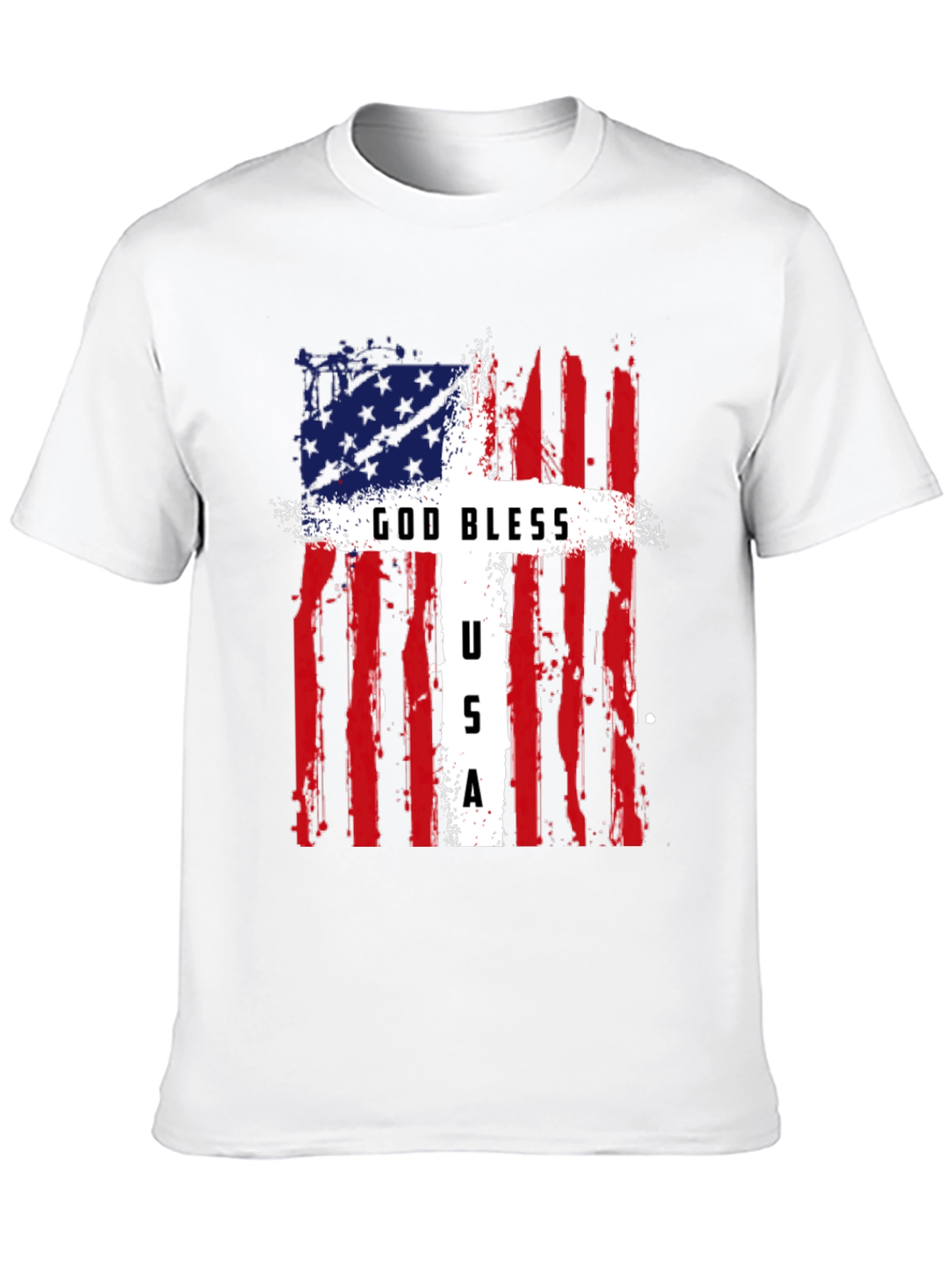 Black God Bless USA Patriotic T-Shirt view 10