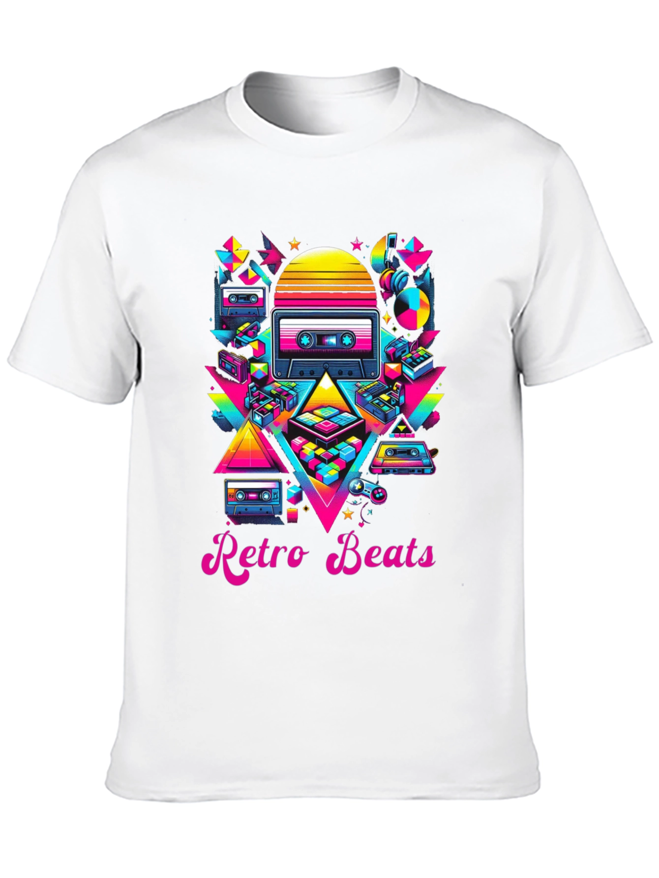 Black Retro Beats T-Shirt - 80s Music Style view 10