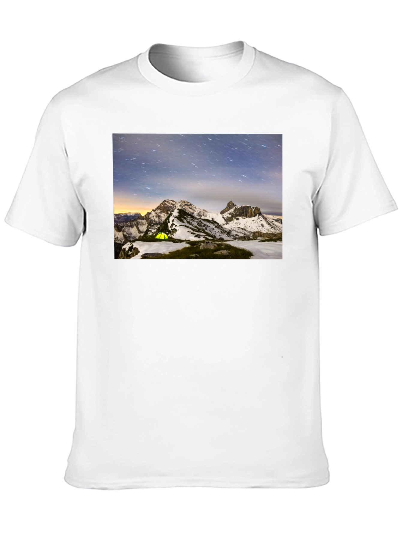 Black Mountain Starry Night Camping Black T-Shirt view 10