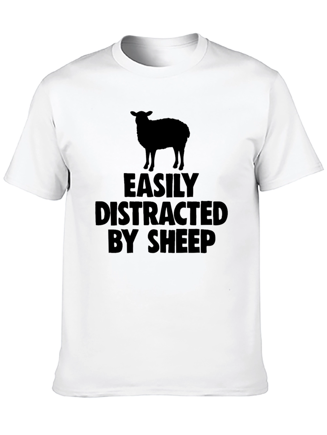 Black Easily Distracted By Sheep Black T-Shirt view 10