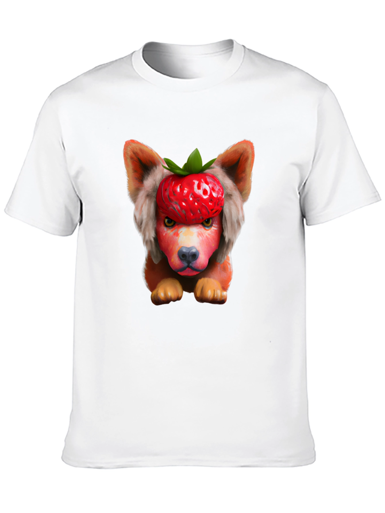 Black Strawberry Dog Head Graphic Tee - Unique & Fun! view 10