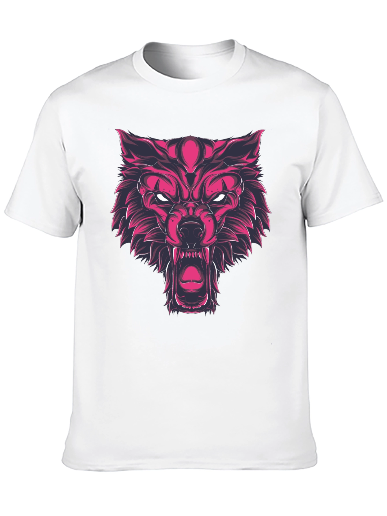 Black Fierce Wolf Graphic Print Black T-Shirt view 10