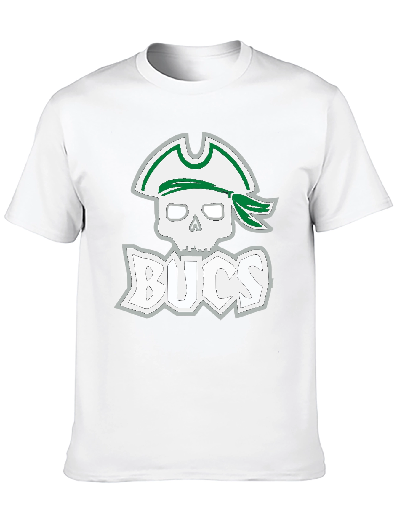 Black Men's Black T-Shirt with Pirate Skull & 'BUCS' Graphic view 10