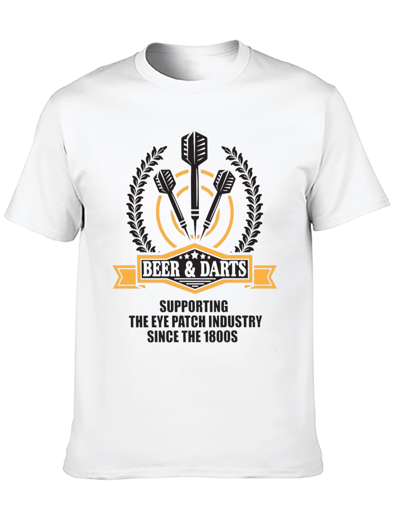 Black Beer & Darts T-Shirt - Eye Patch Industry Supporter view 10