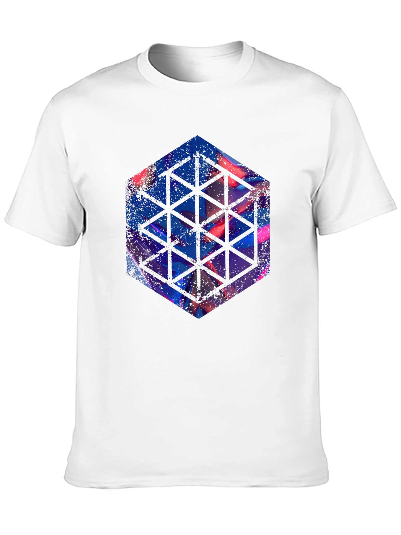 Black Geometric Hexagon Graphic Black T-Shirt view 10