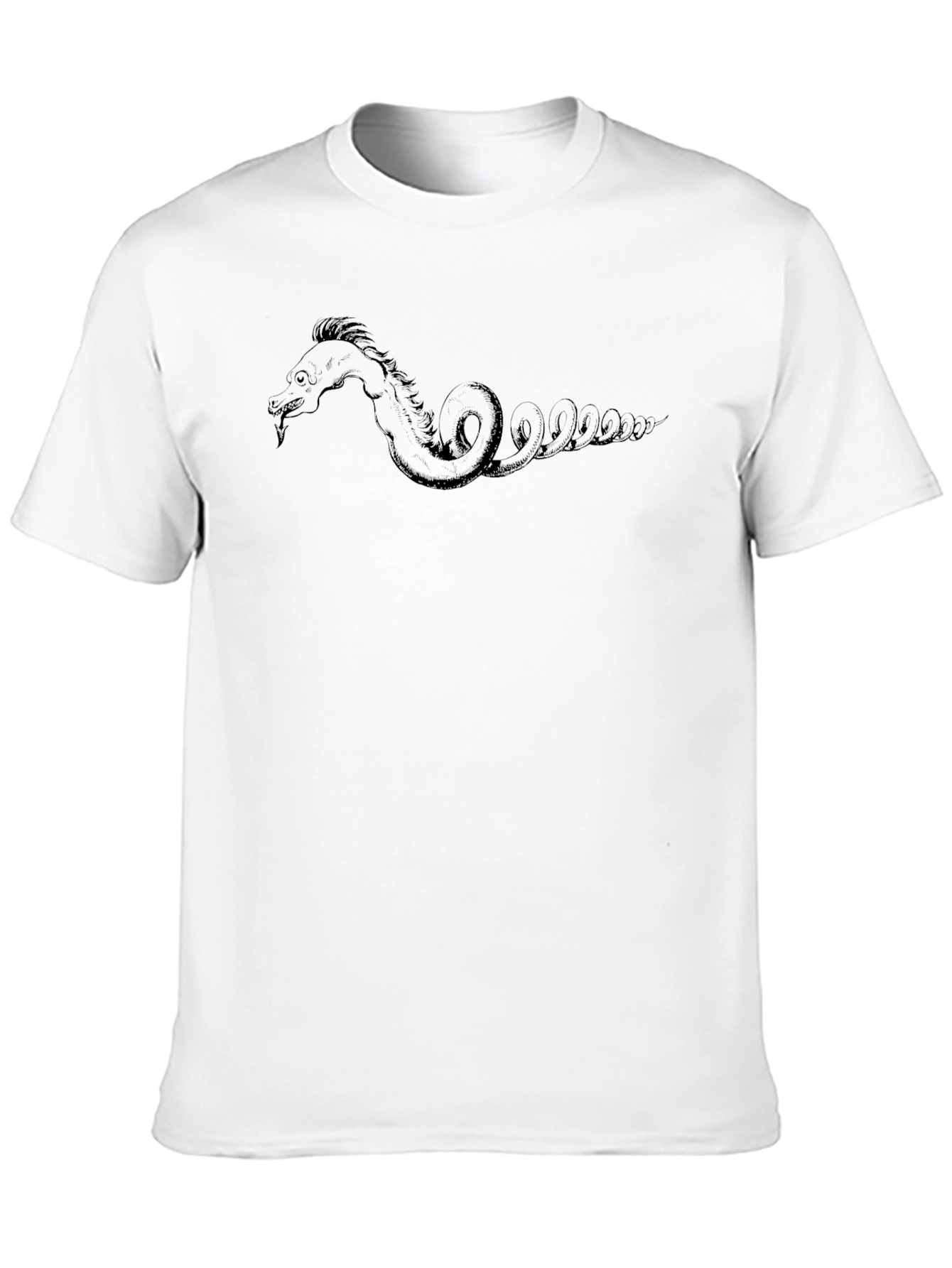 Black Sea Serpent Graphic Tee - Black Cotton T-Shirt view 10