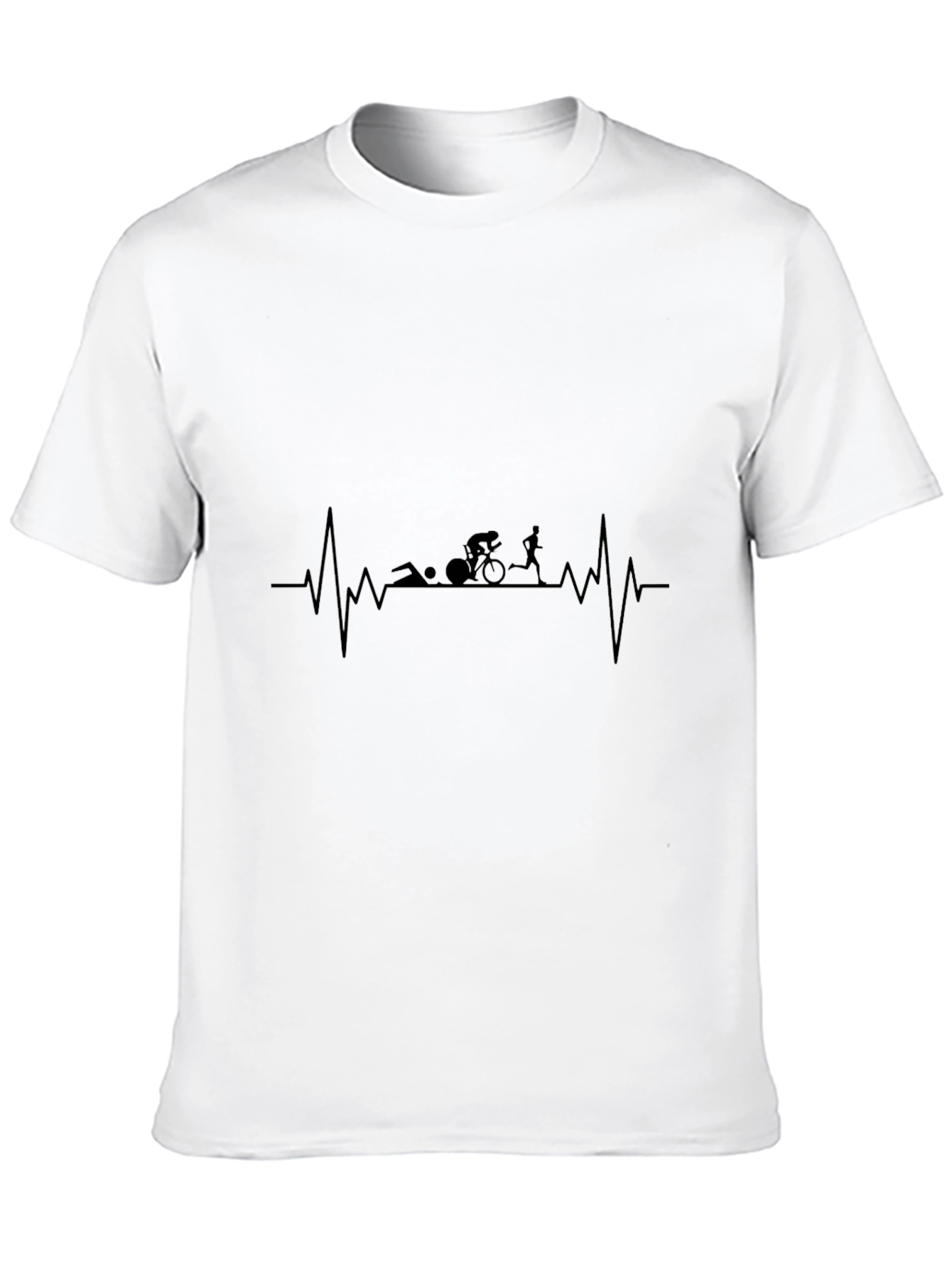 Black Triathlon Heartbeat T-Shirt - Black Graphic Tee view 10