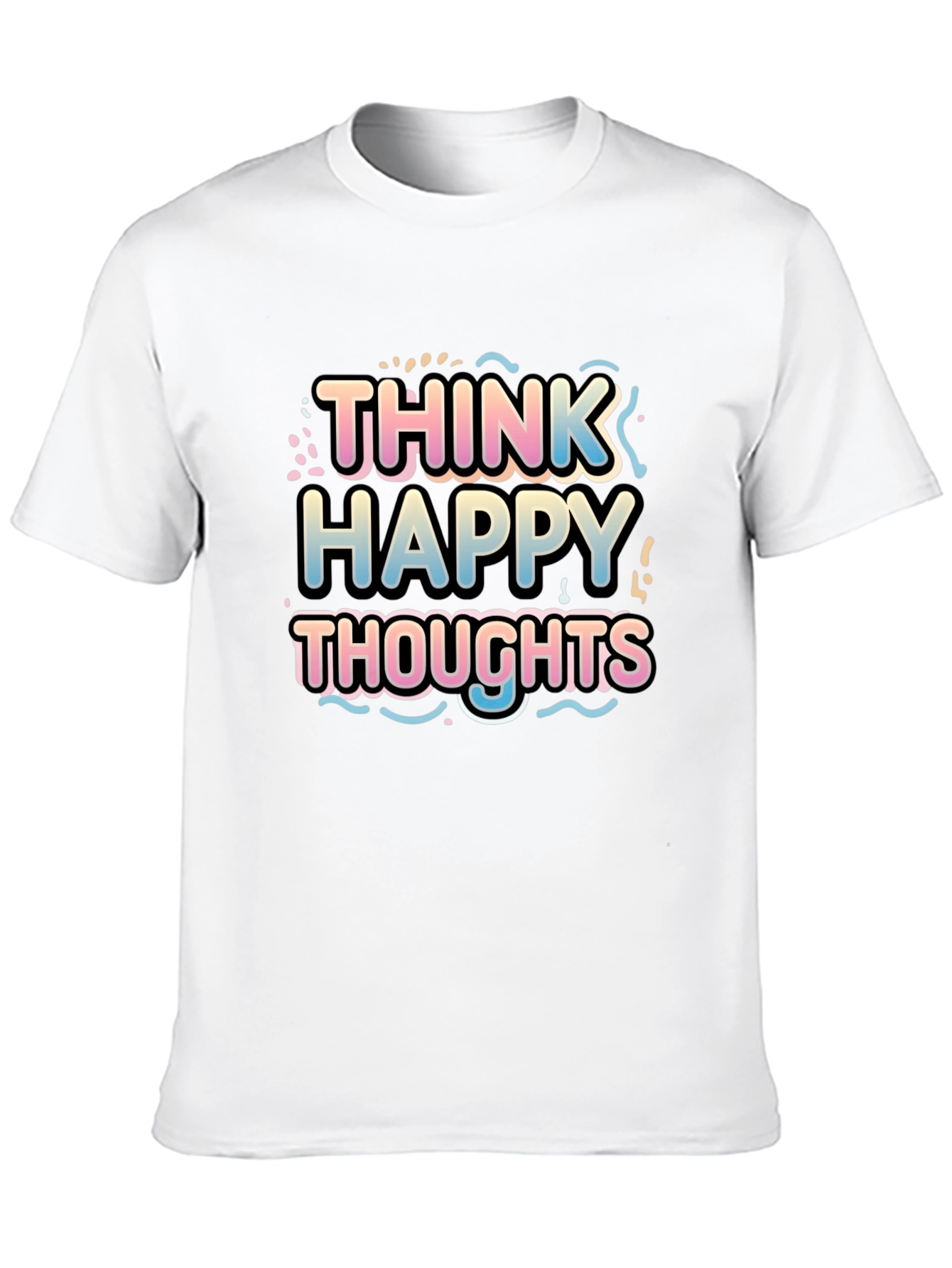 Black Think Happy Thoughts Graphic T-Shirt view 10
