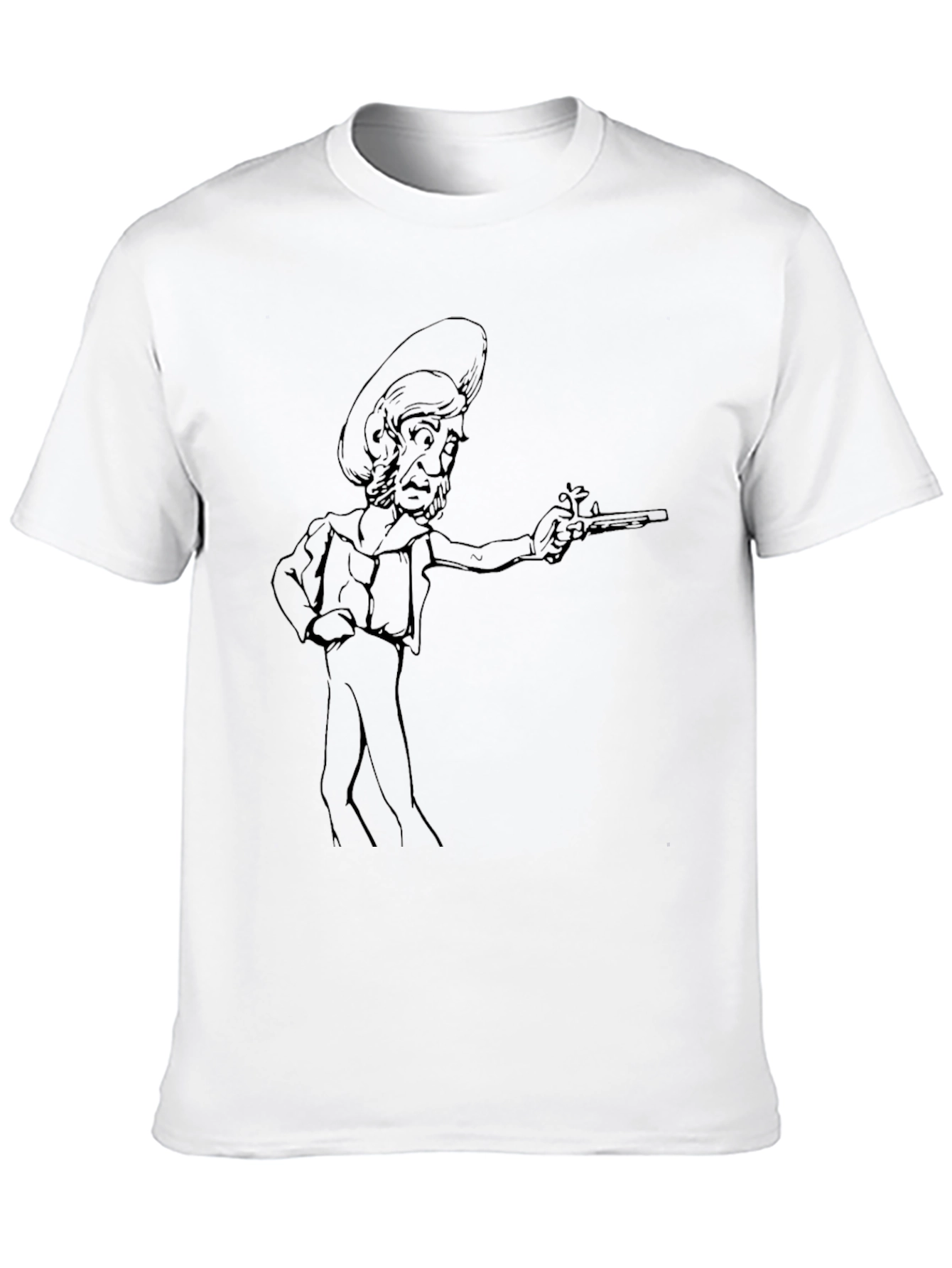 Black Cartoon Cowboy Graphic Tee - Black Cotton Blend view 10