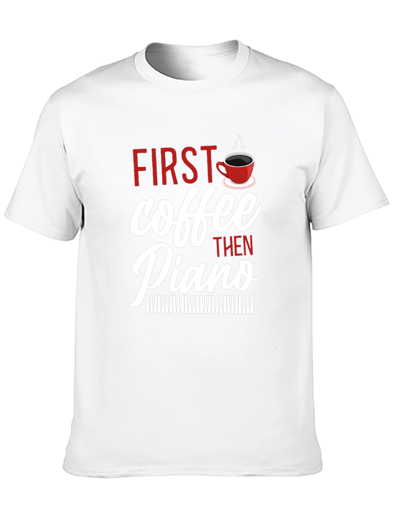 Black First Coffee Then Piano - Black T-Shirt view 10