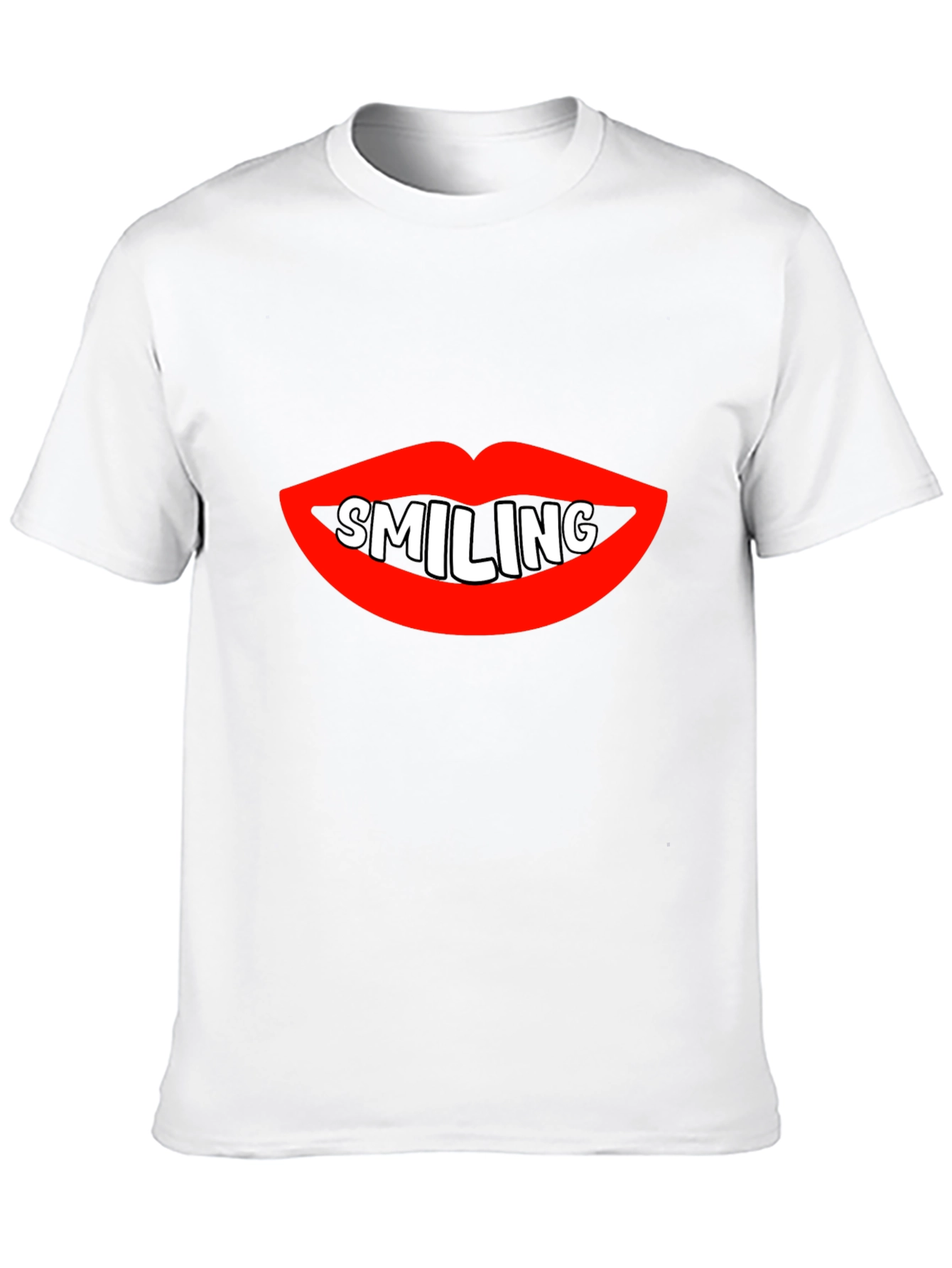 Black Smiling Lips Graphic Black T-Shirt view 10