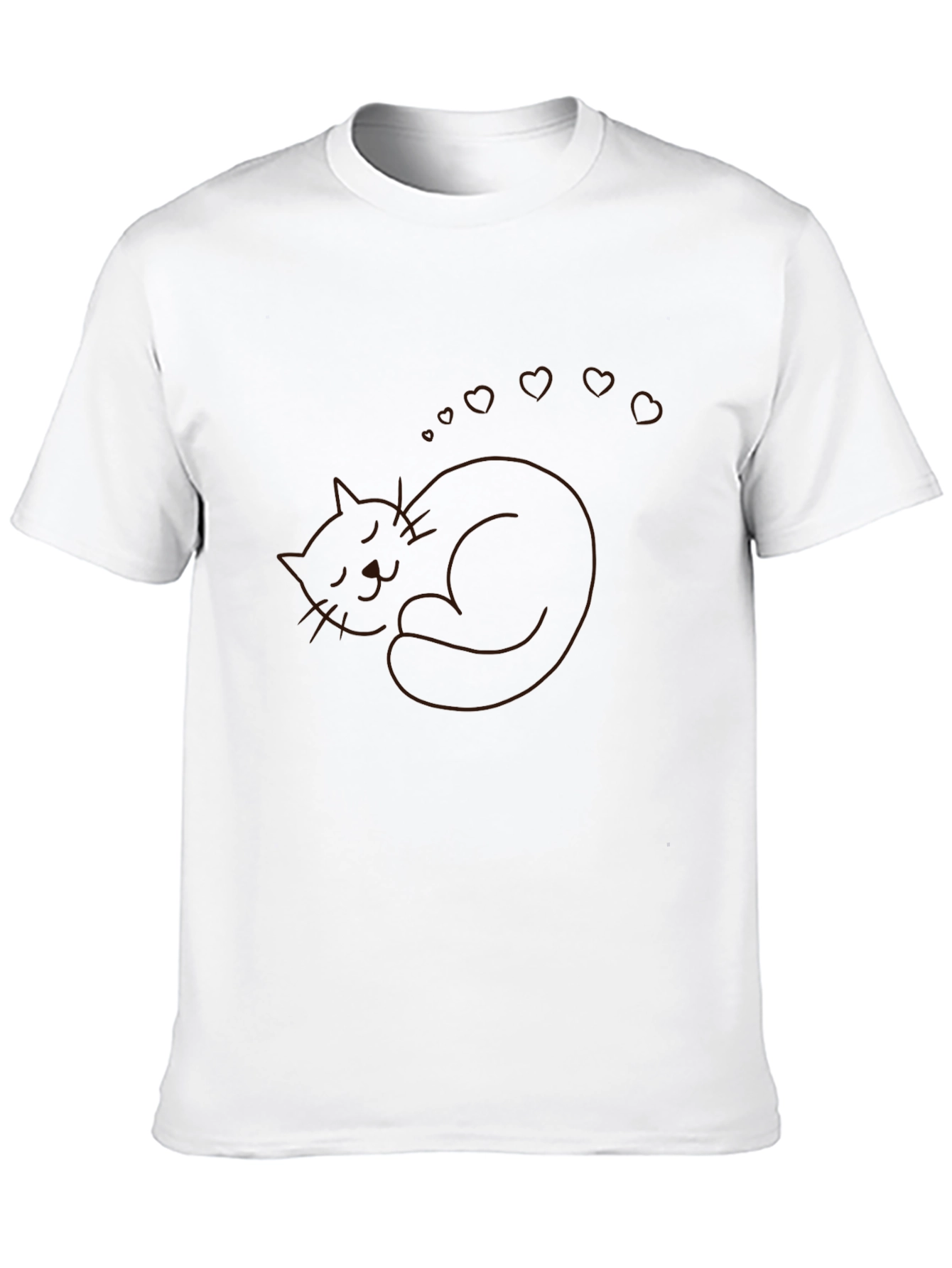 Black Sleeping Cat Heart Dreams T-Shirt view 10