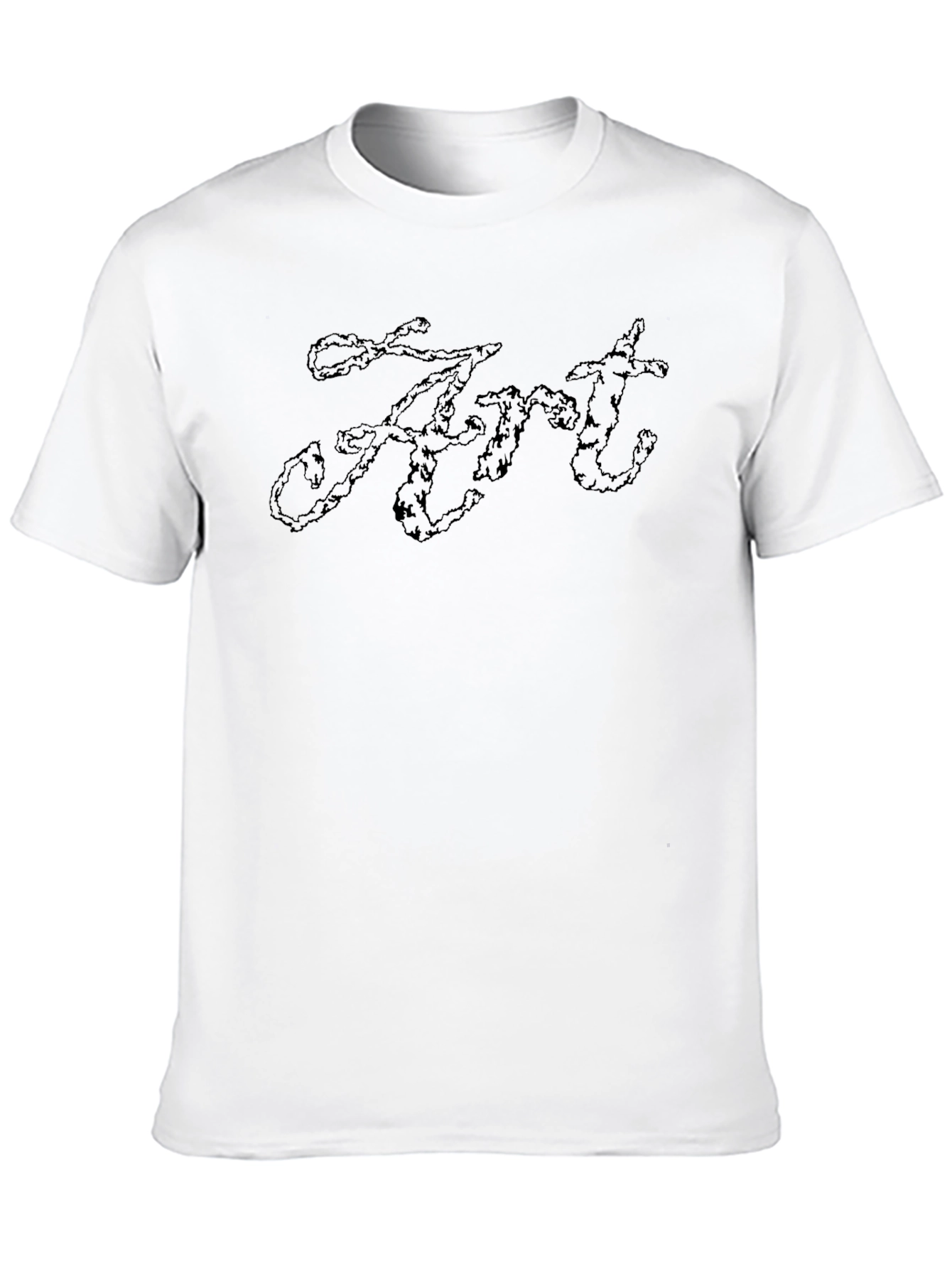 Black Men's Black T-Shirt with Artistic Design view 10