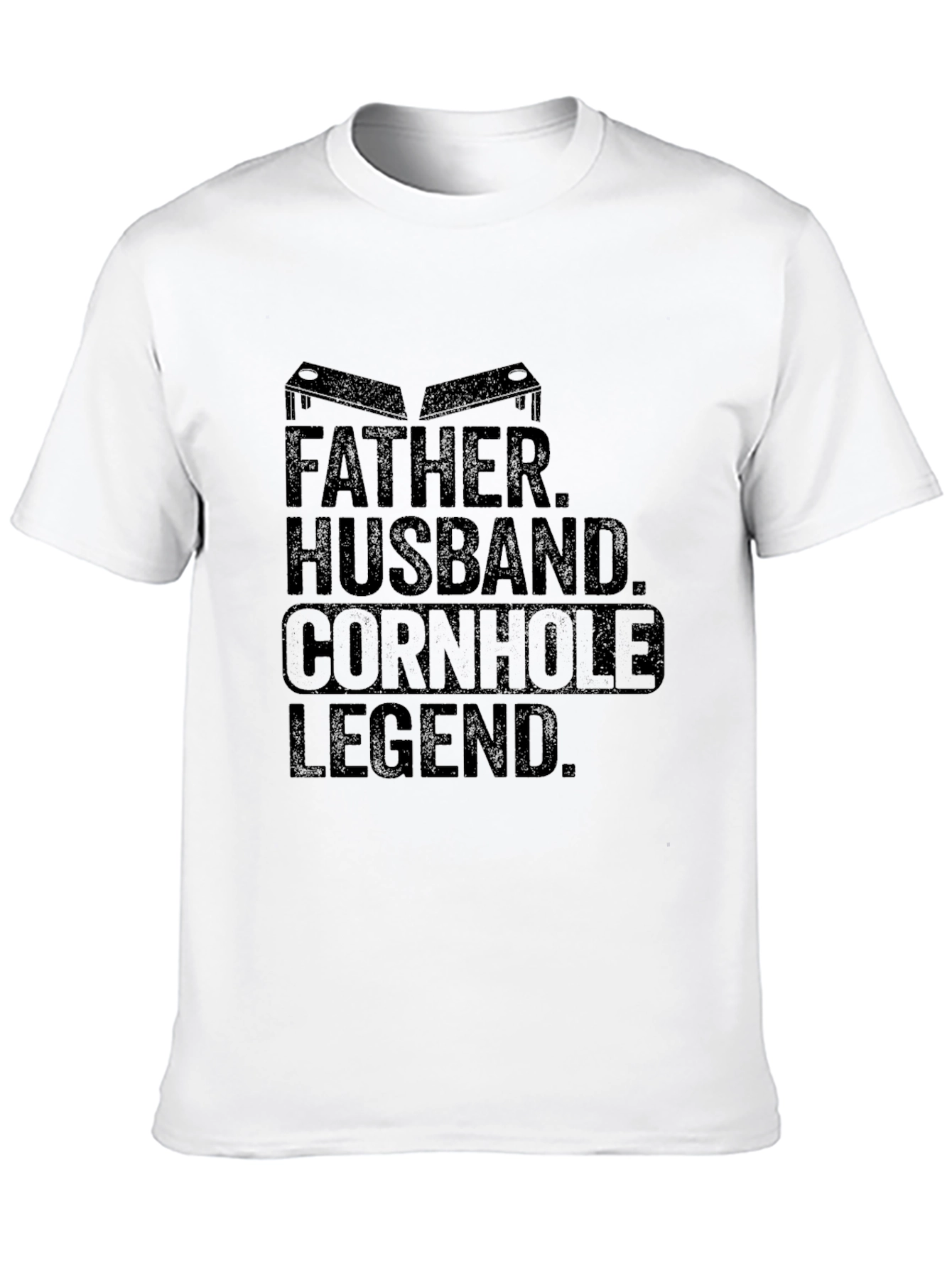 Black Father Husband Cornhole Legend Black T-Shirt view 10