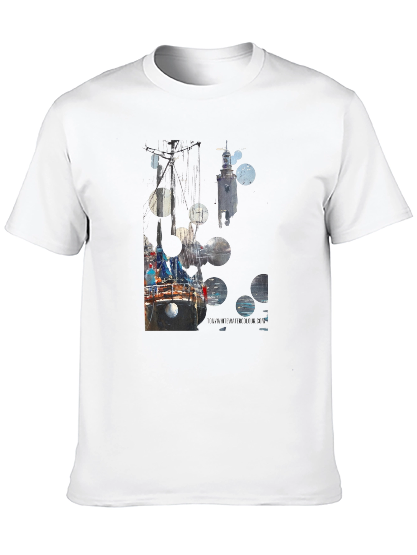 Black Abstract Boat Print Black T-Shirt view 10