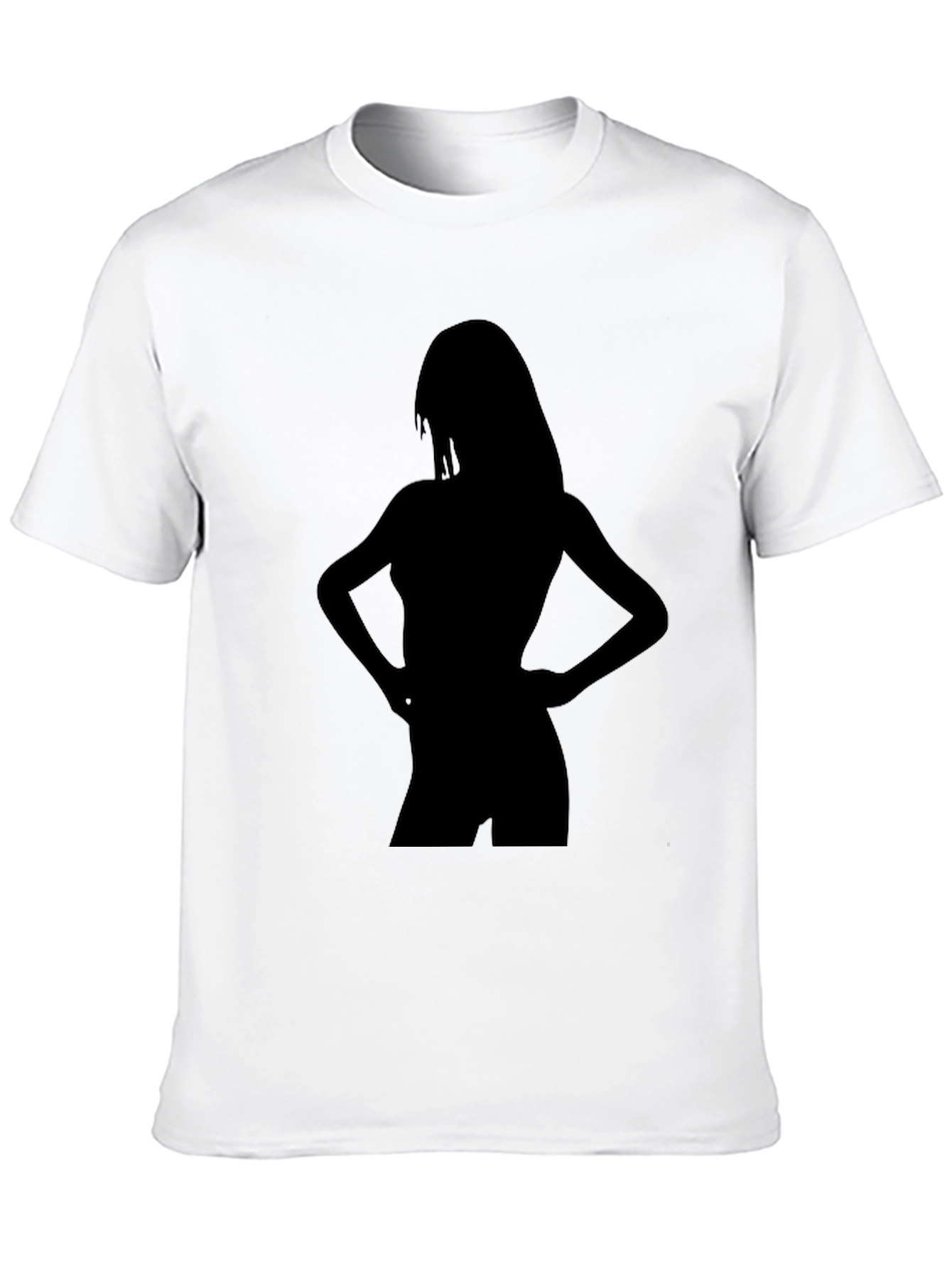 Black Silhouette Graphic Tee - Sleek Black Cotton T-Shirt view 10