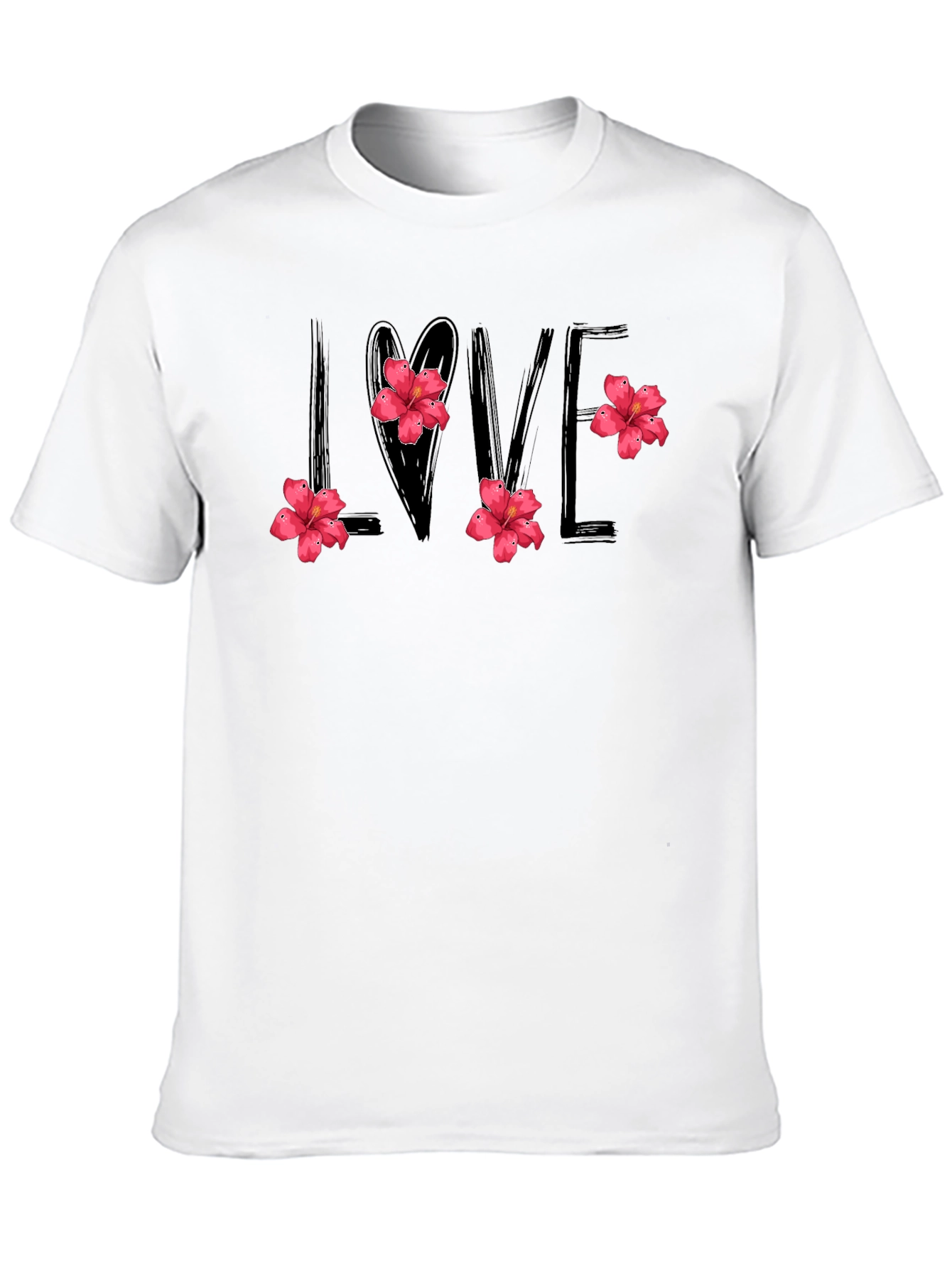 Black Love Floral Graphic Tee - Stylish Black Shirt view 10