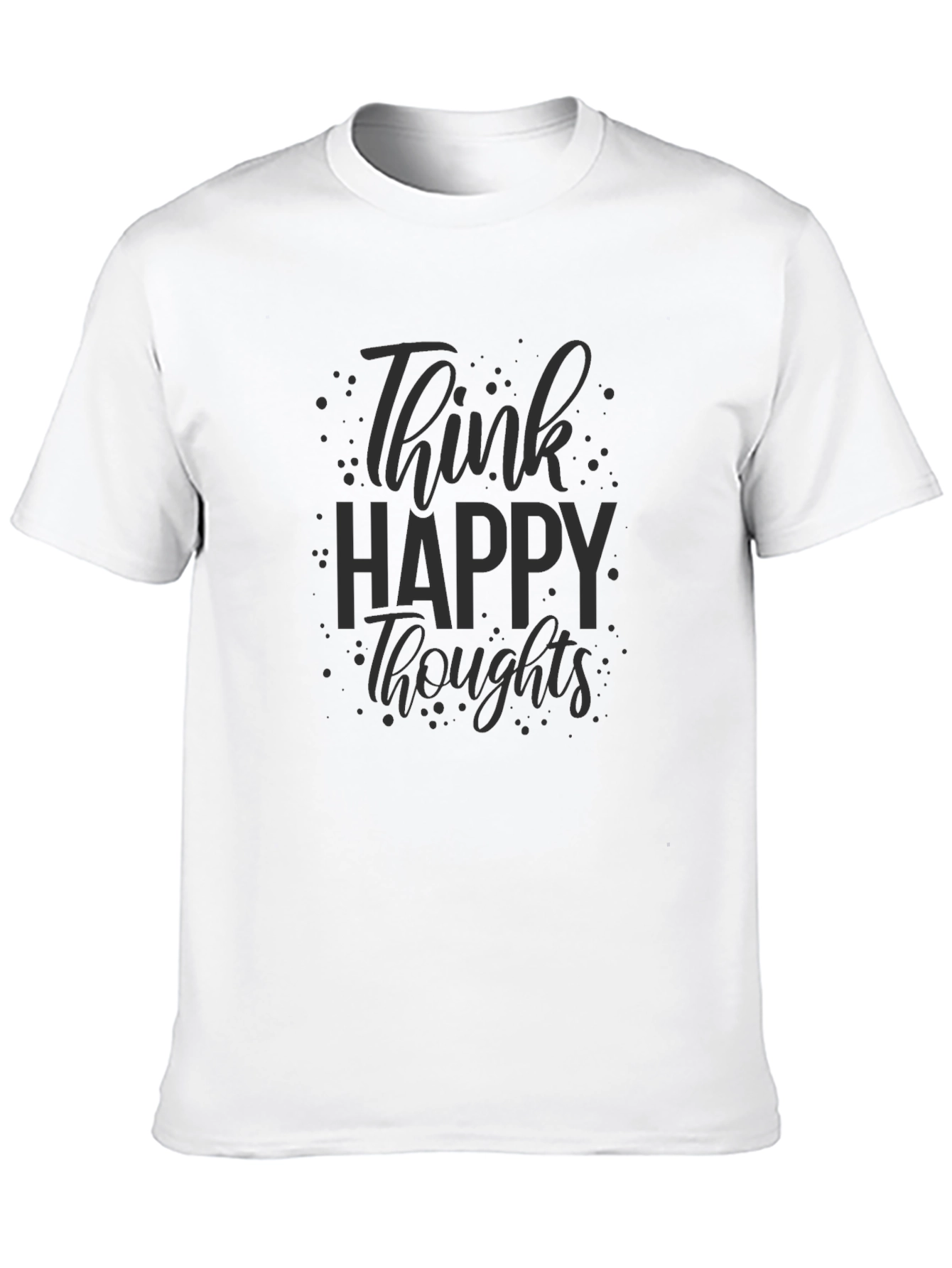 Black Think Happy Thoughts Black Graphic T-Shirt view 10