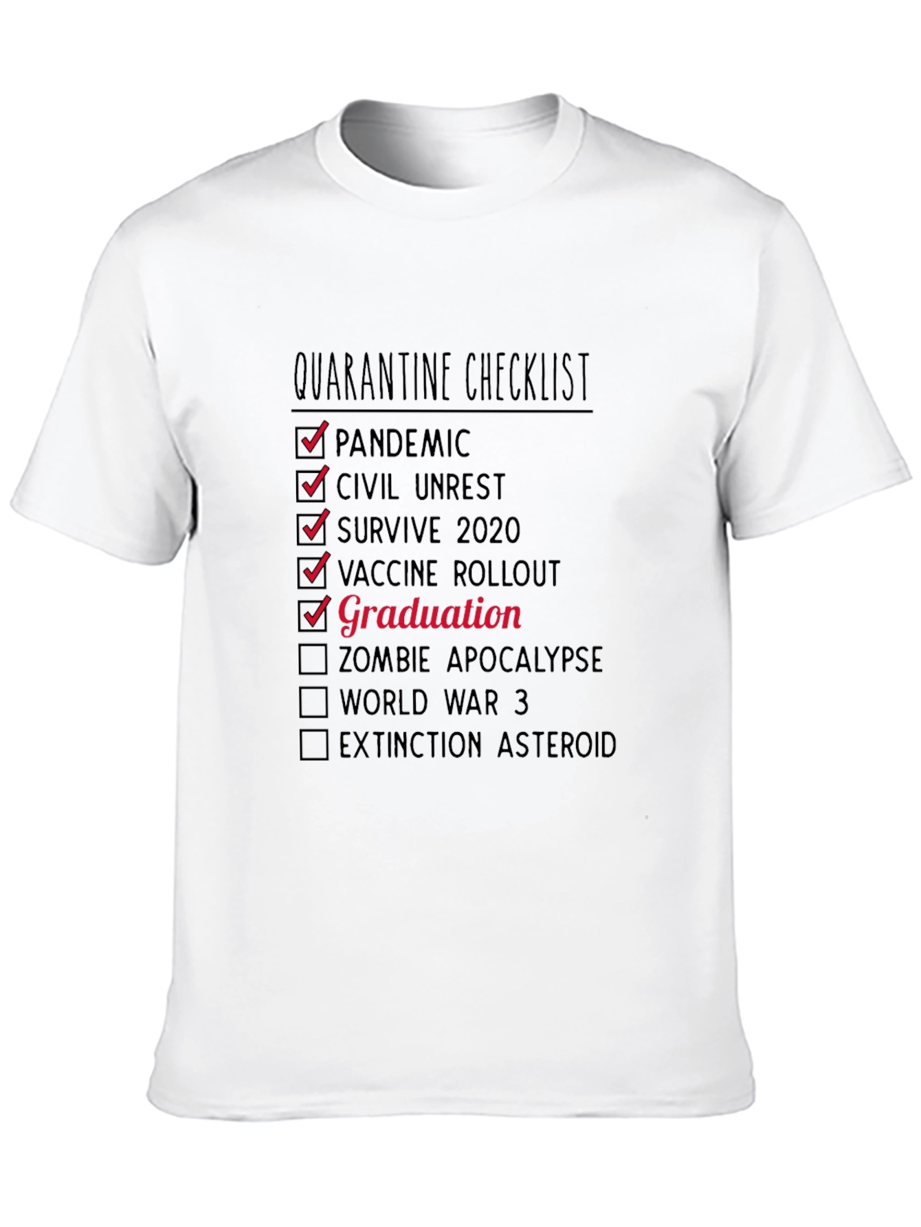 Black Quarantine Graduation Checklist T-Shirt view 10